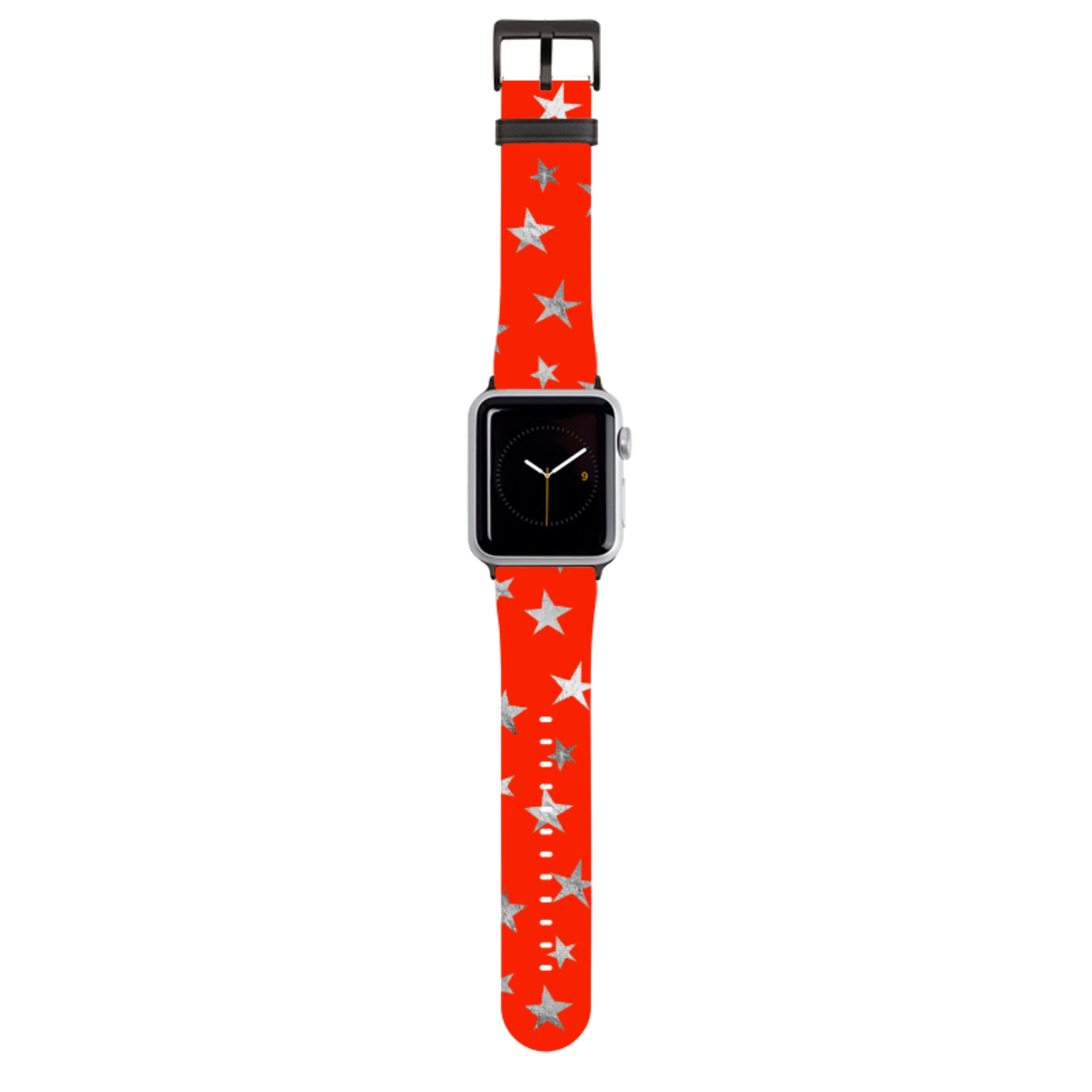 Red and Silver Stars Apple Watch Strap
