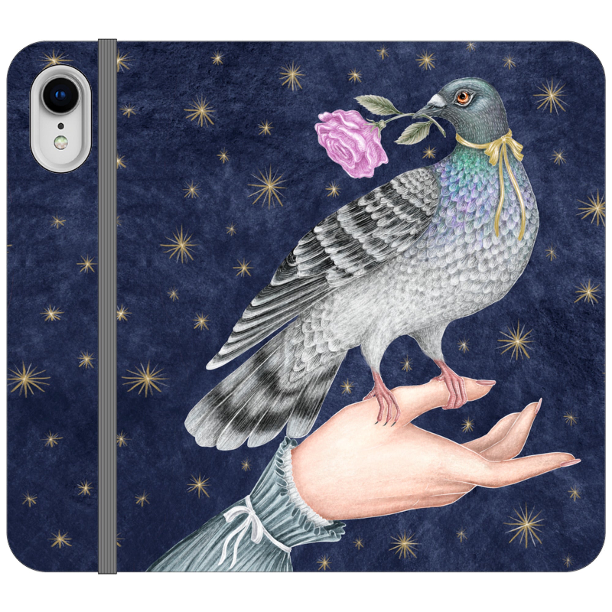 Pigeon With Rose Wallet Case By Catherine Rowe