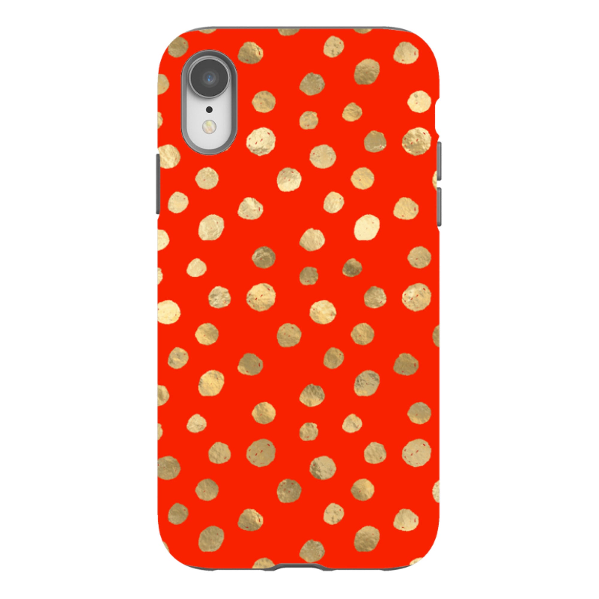 iPhone Tough Case - Red and Golden Dots