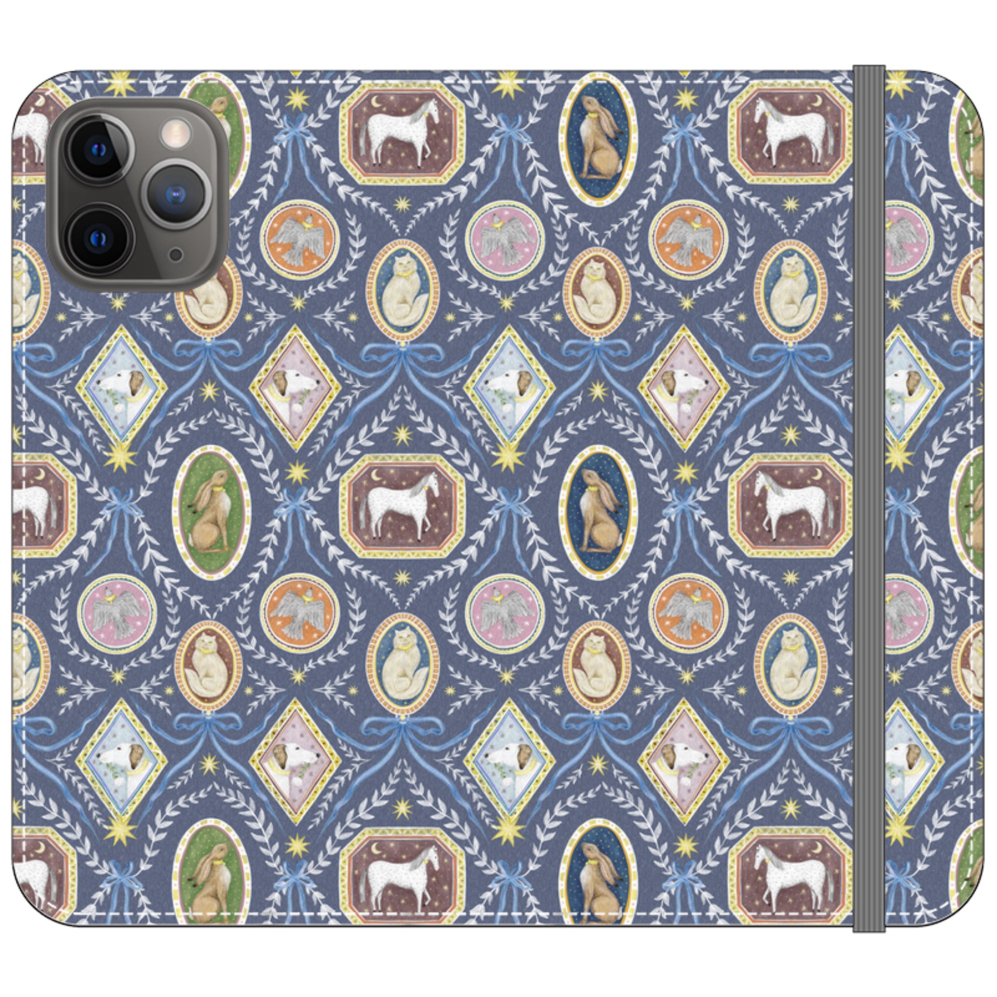 Charleston Dusk Blue Wallet Case By Catherine Rowe