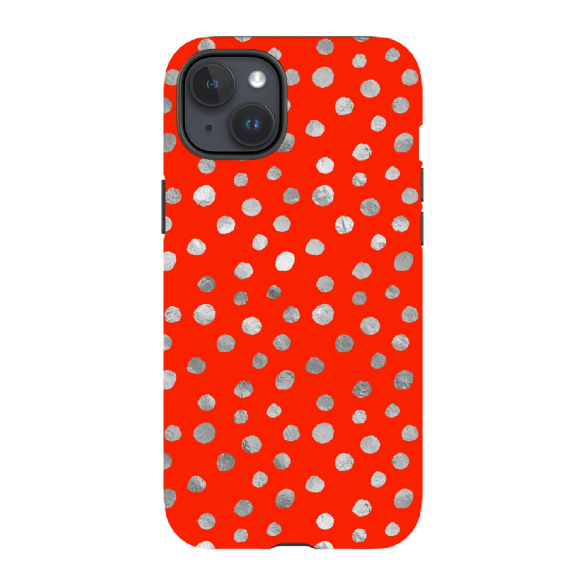 iPhone Tough Case - Red and Silver Dots