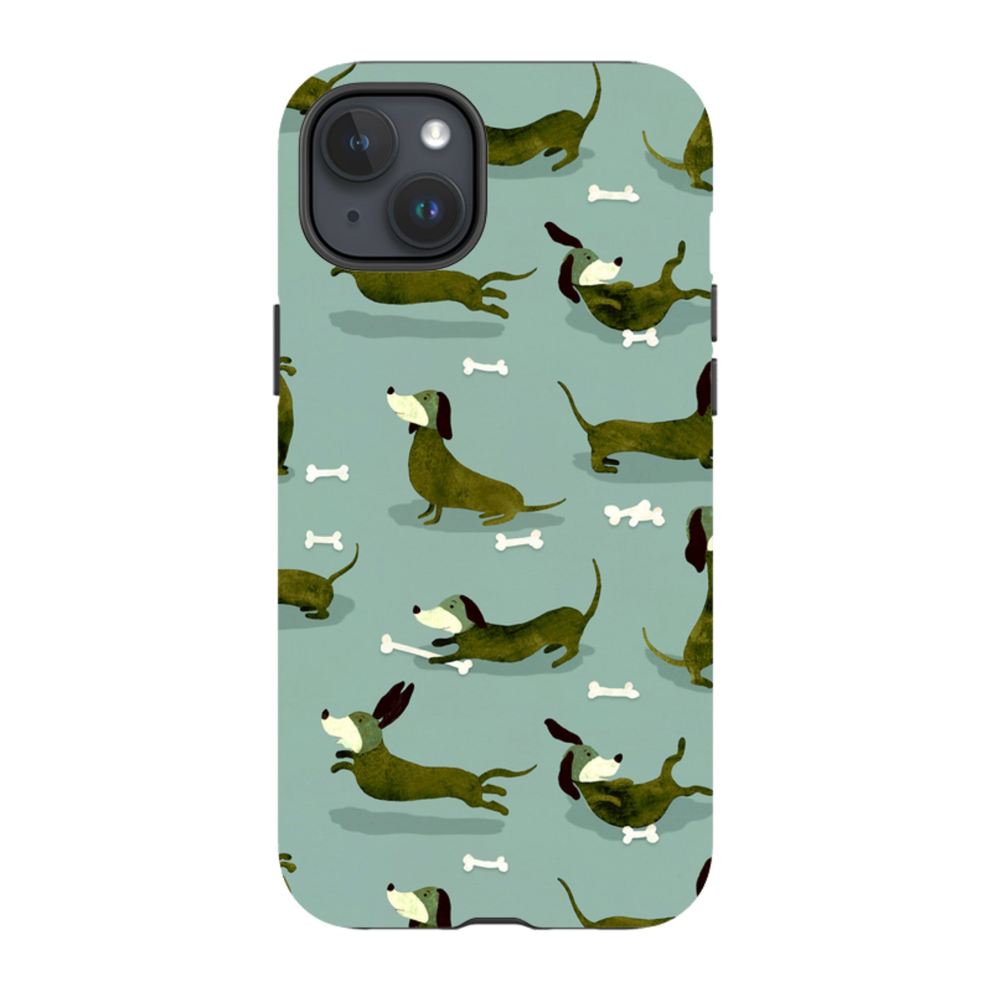 iPhone Tough Case - Dash Dogs Green By Katherine Quinn