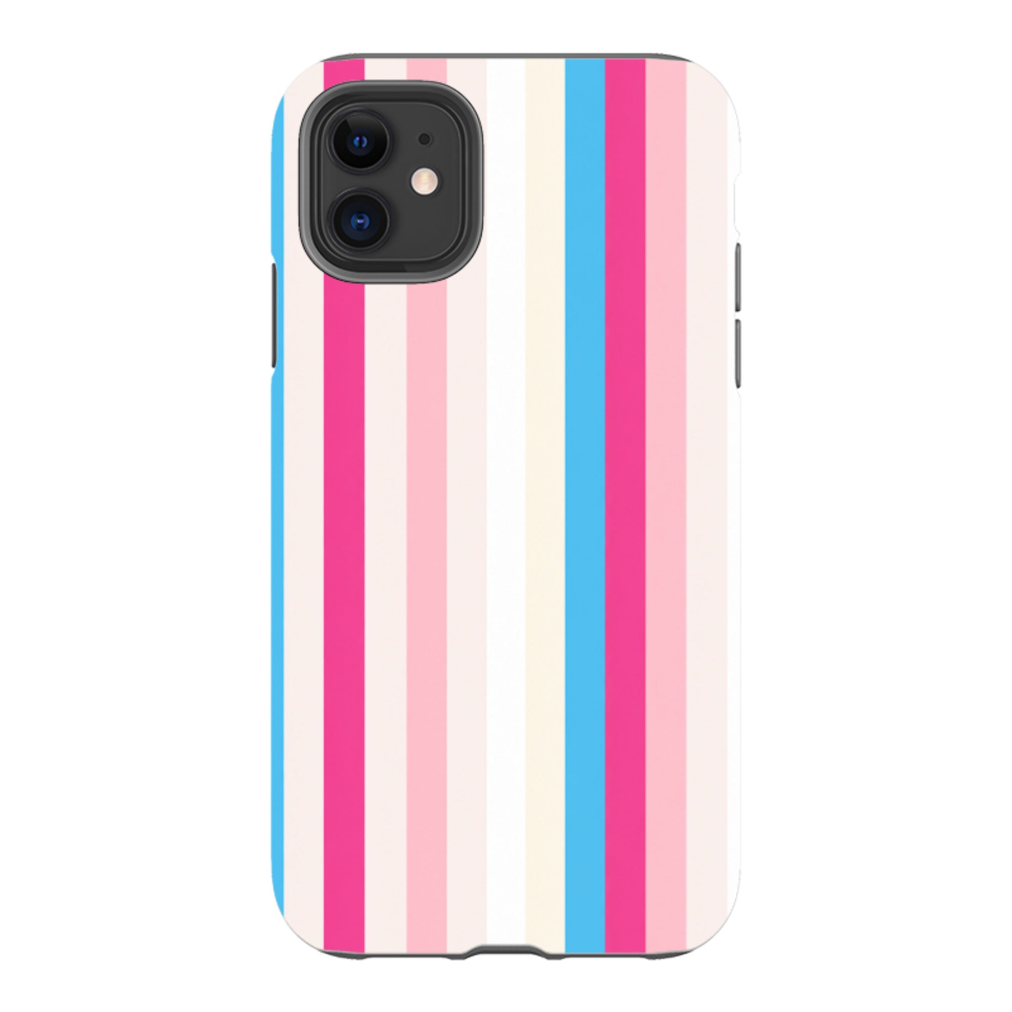 iPhone Tough Case - Pink, Blue & Cream Stripe