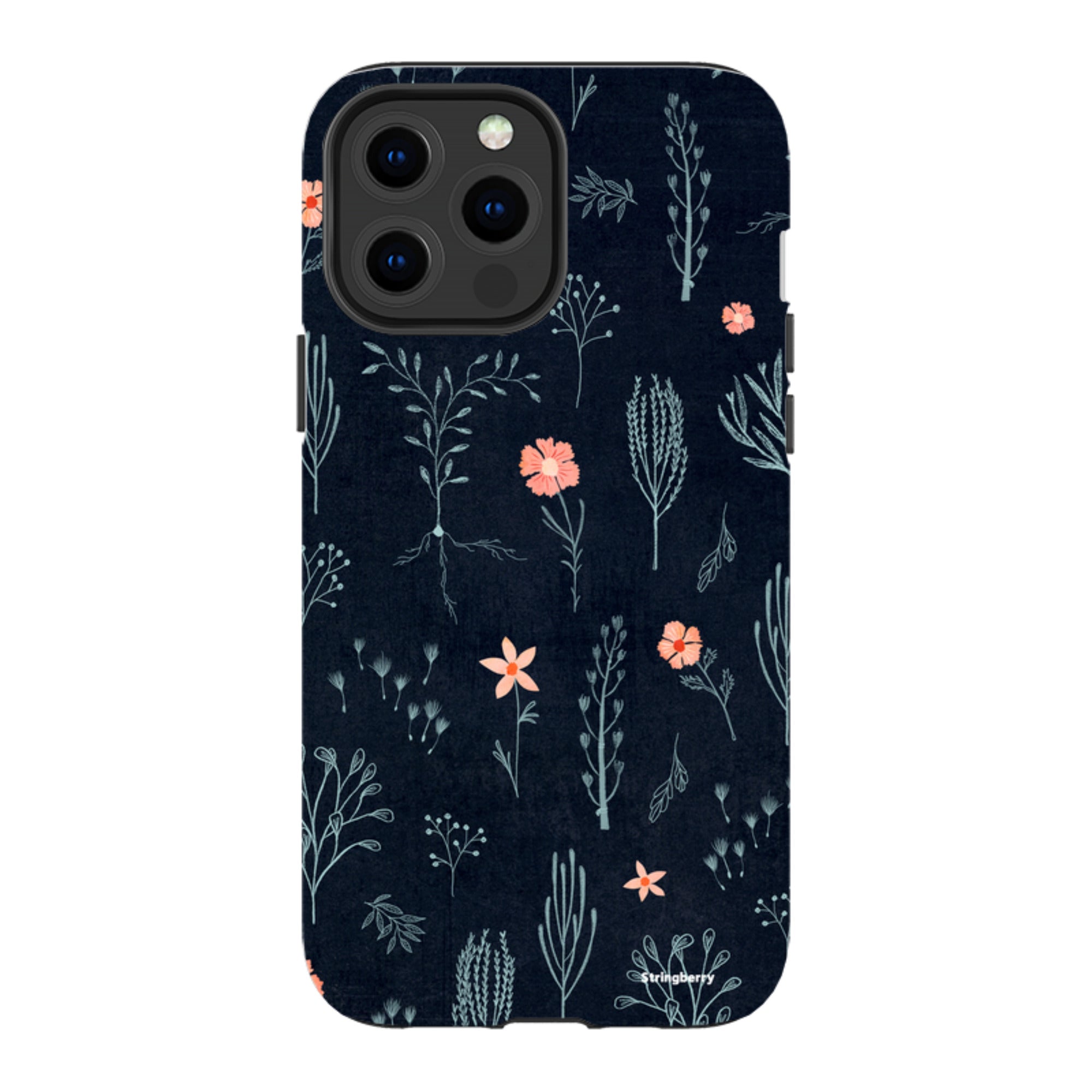 iPhone MagSafe Tough Case - Floral Light Blue and Pink By Katherine Quinn