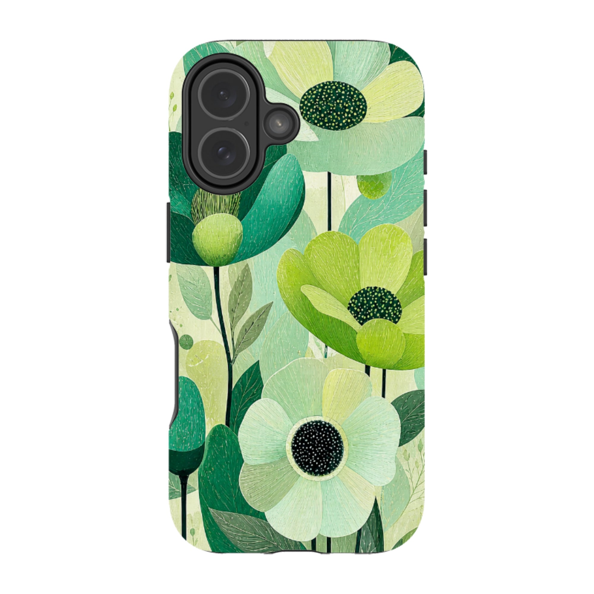 iPhone MagSafe Tough Case - Mint Woodgrain Floral