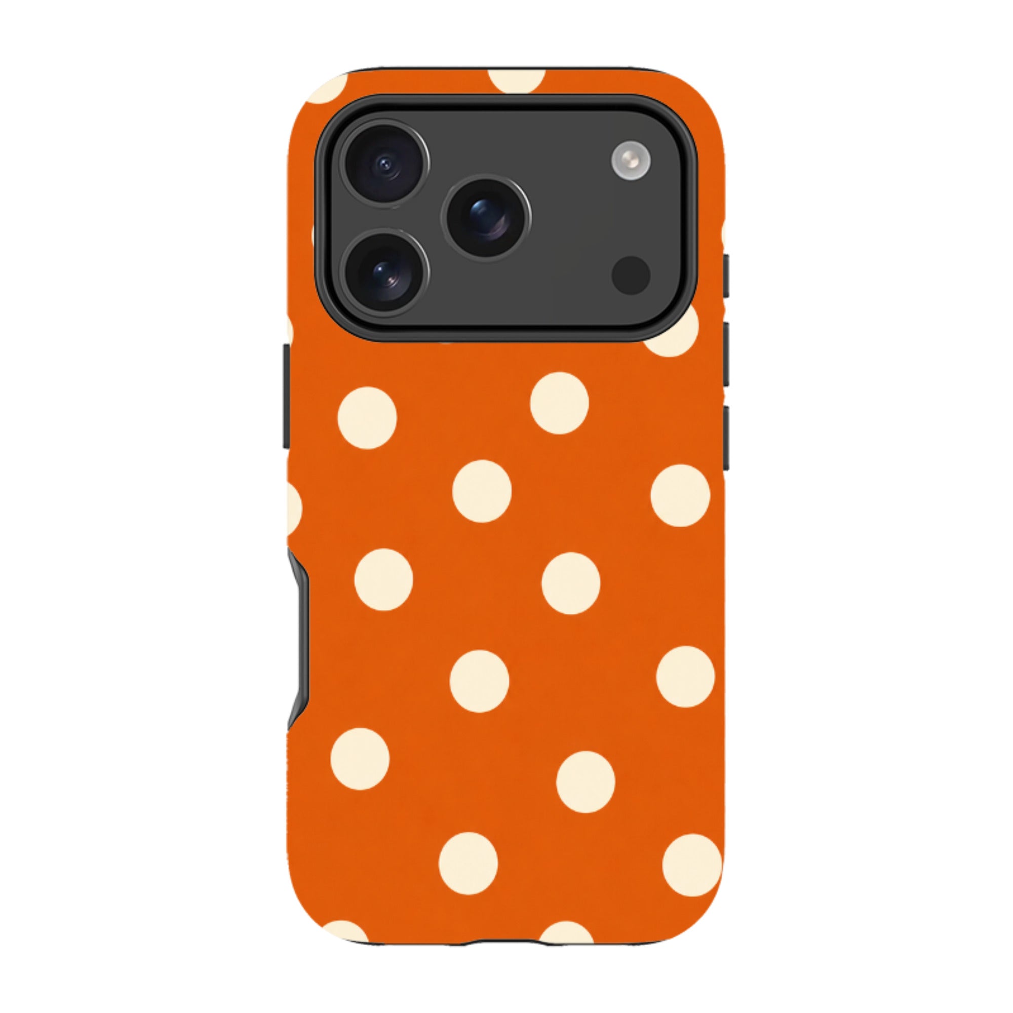 iPhone Tough Case - Orange & Cream Polka Dot