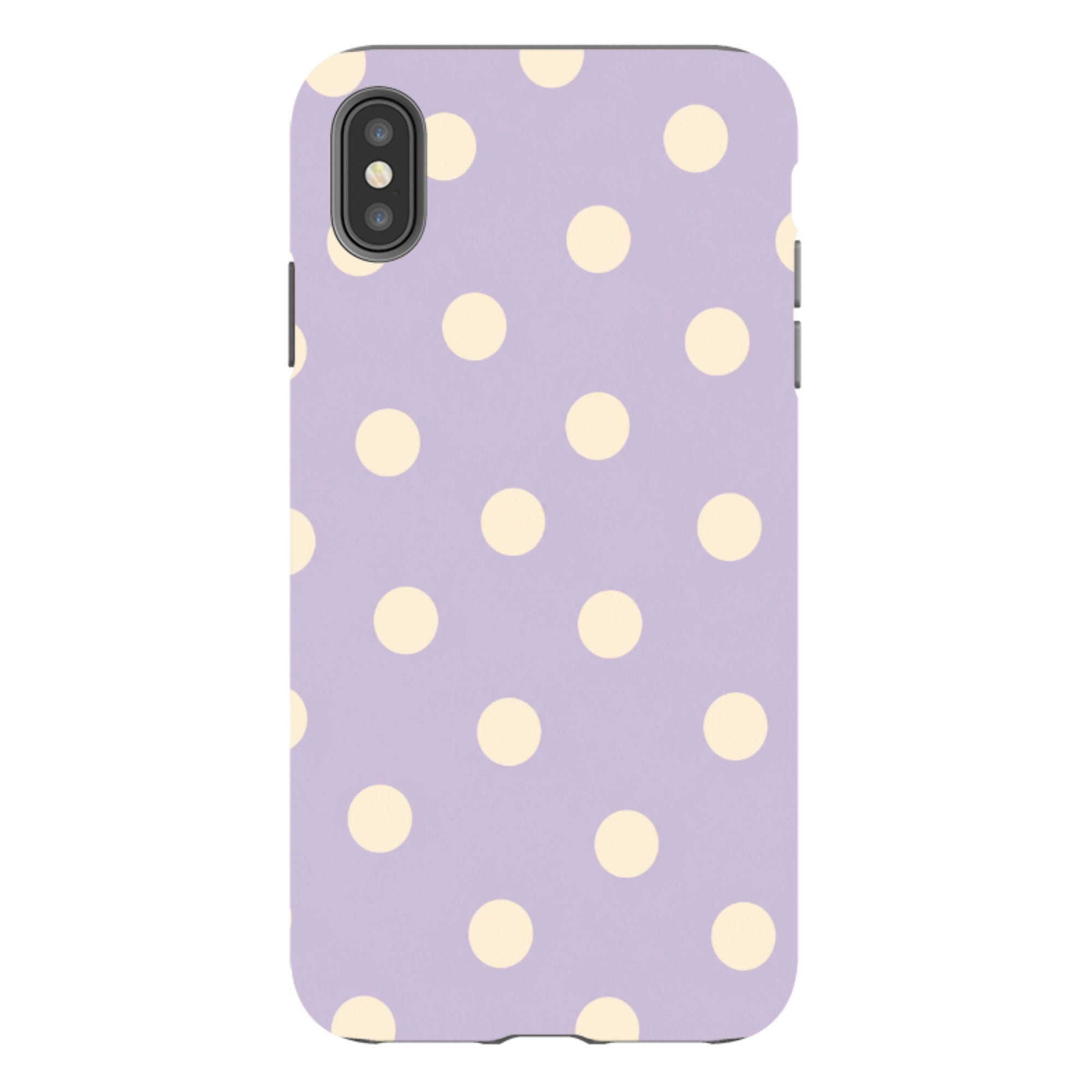 iPhone Tough Case - Pastel Purple & Cream Polka Dot