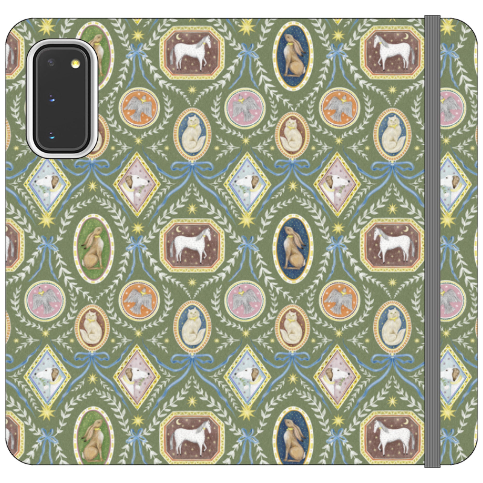 Charleston Moss Green Wallet Case By Catherine Rowe