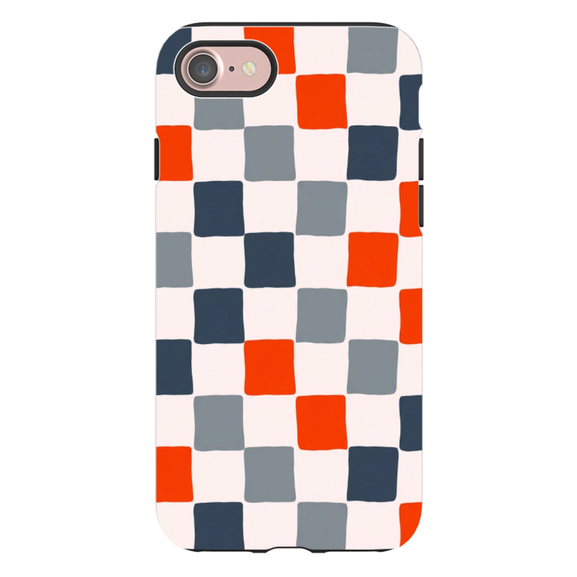 iPhone Tough Case - Orange & Navy Checkerboard