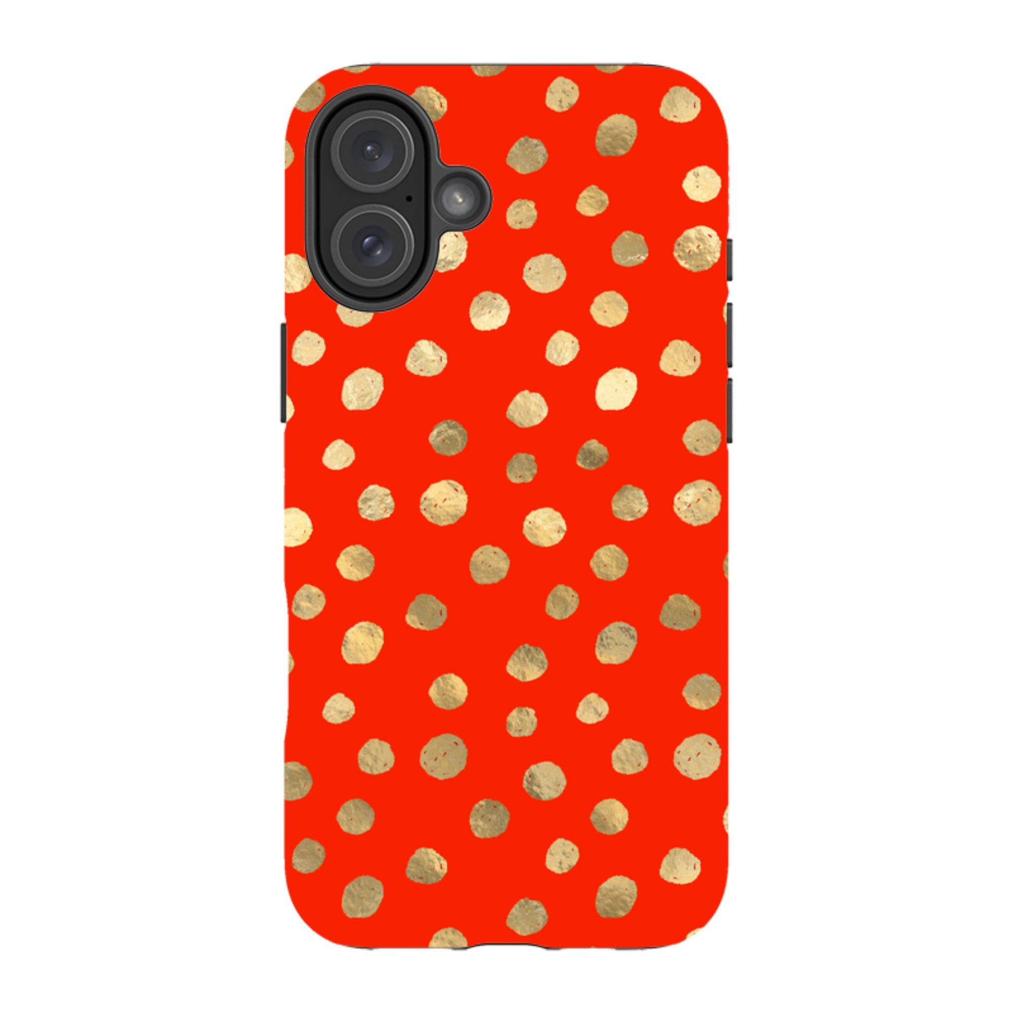 iPhone Tough Case - Red and Golden Dots