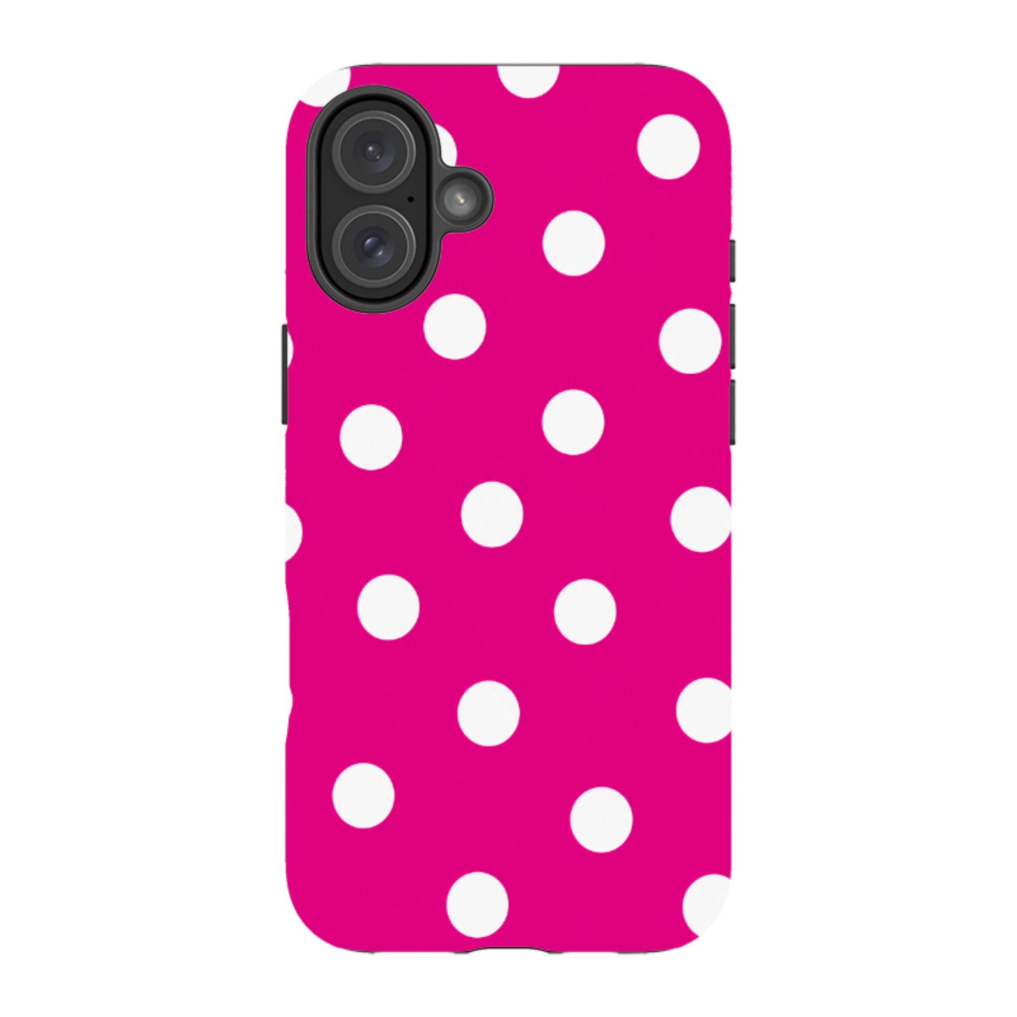 iPhone Tough Case - Hot Pink & White Polka Dot