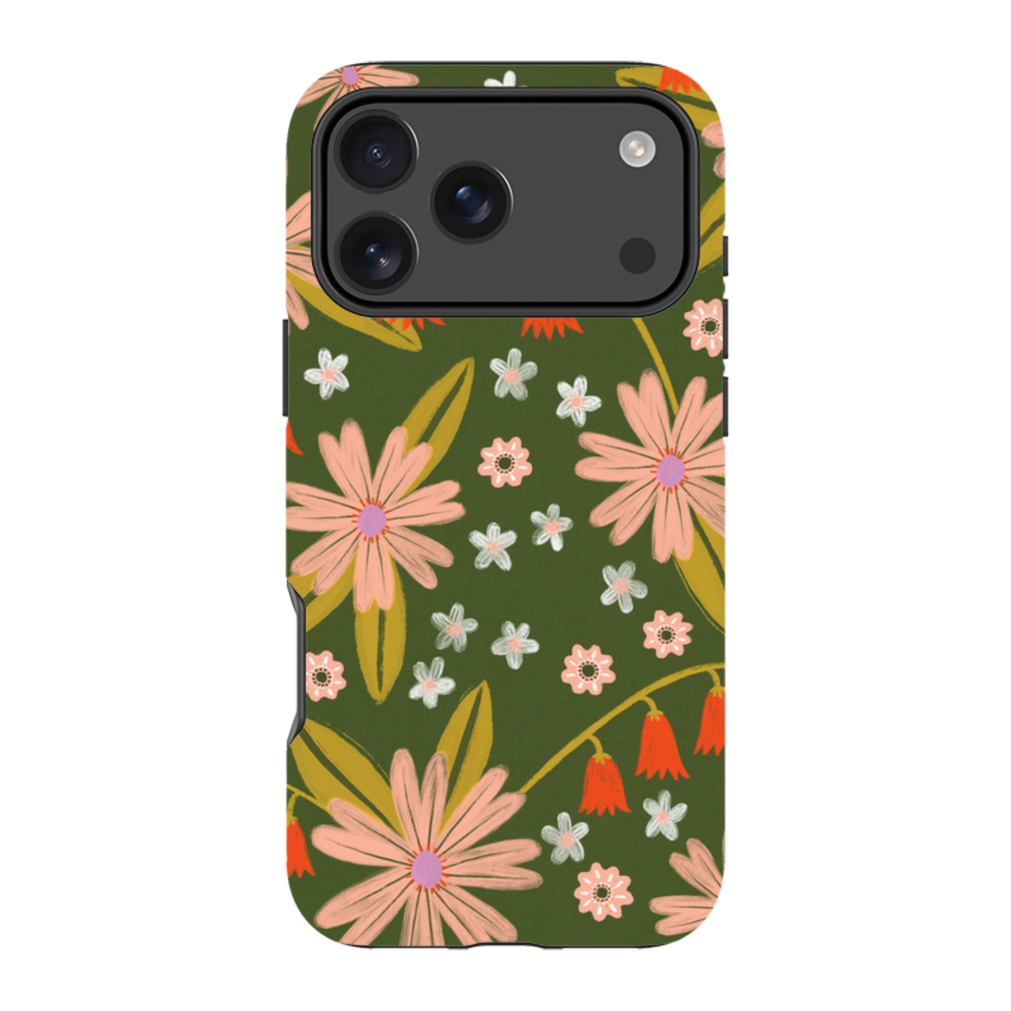 iPhone Tough Case - Red and Green Floral Pattern By Lee Foster Wilson