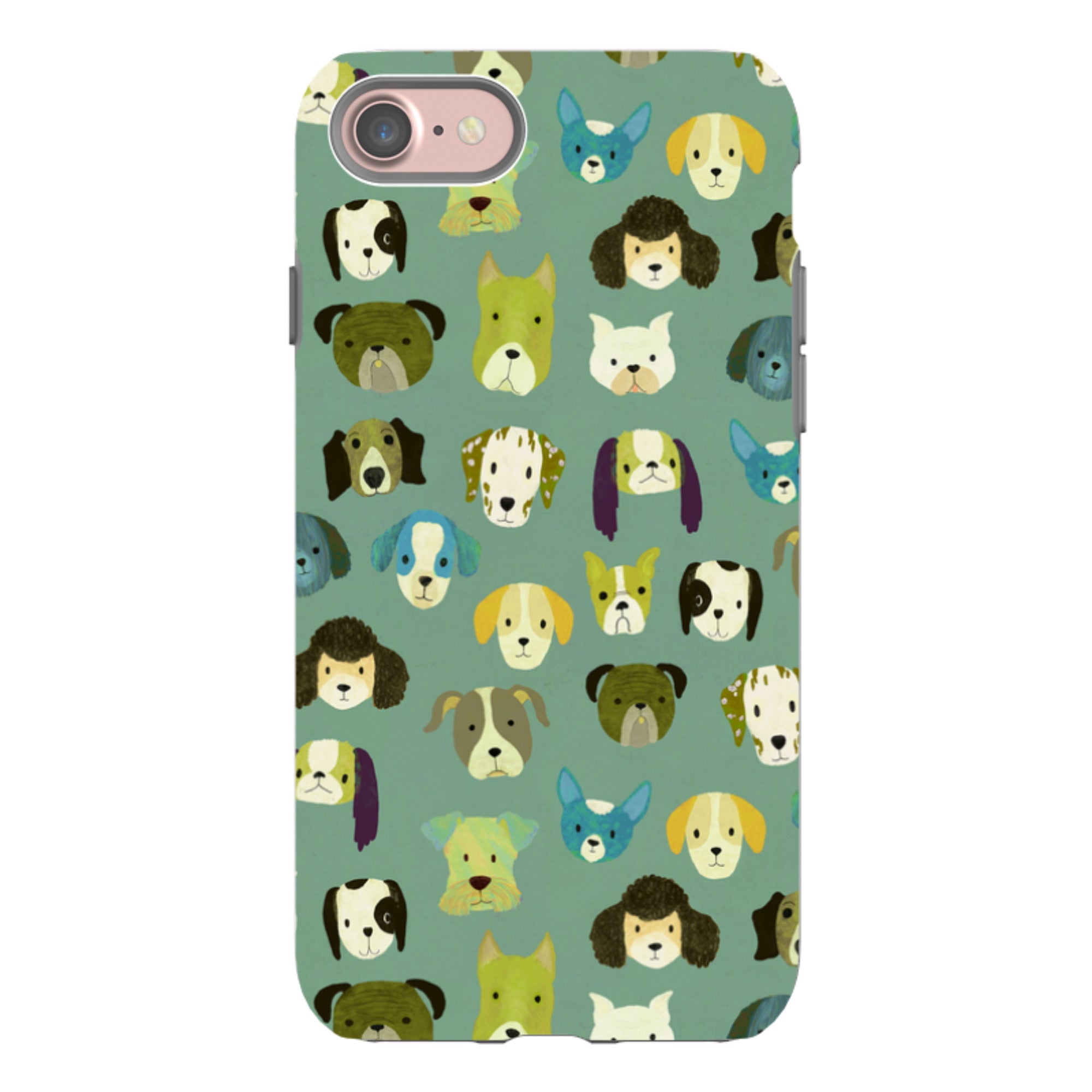 iPhone Tough Case - Dog Heads Green By Katherine Quinn