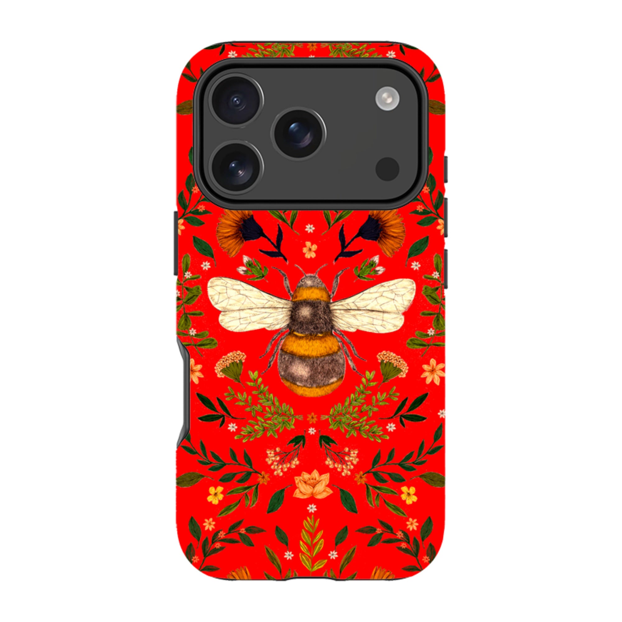 iPhone MagSafe Tough Case -  Botanical Bee Red By Jade Mosinski