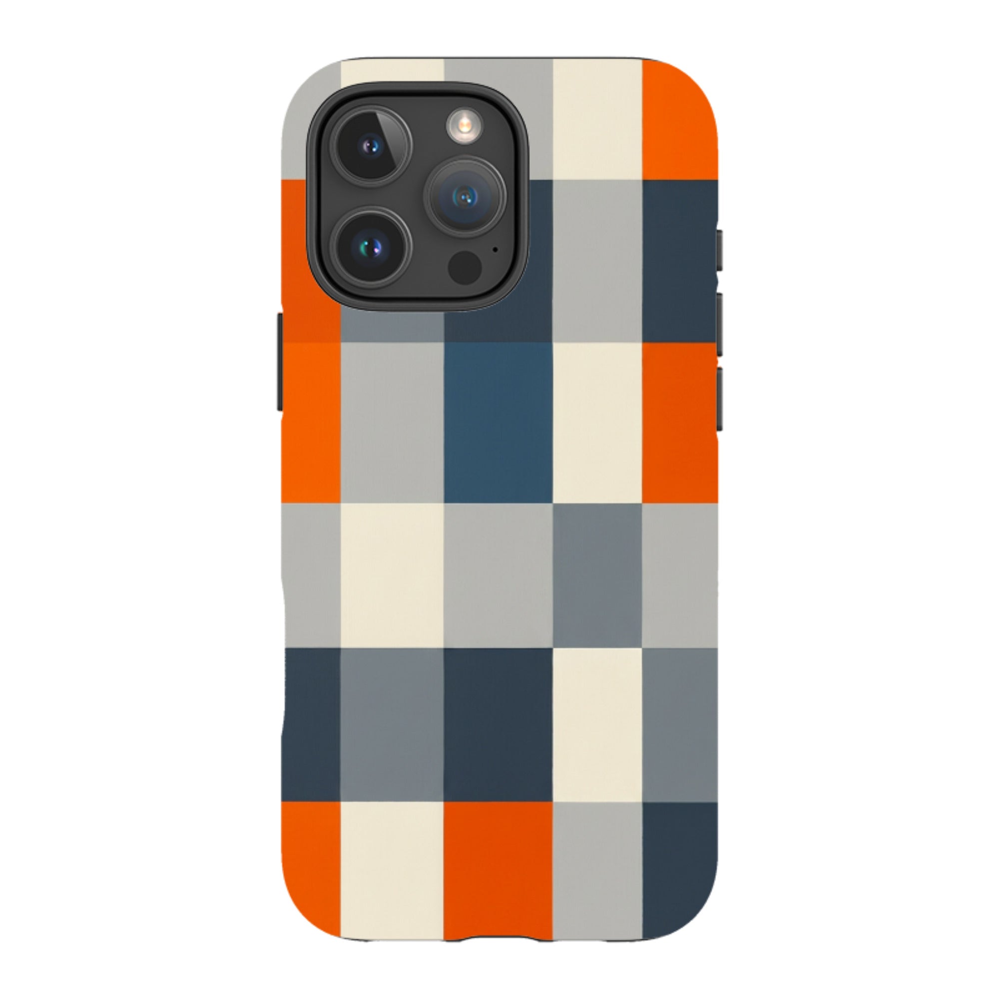 iPhone Tough Case - Navy Blue & Orange Plaid