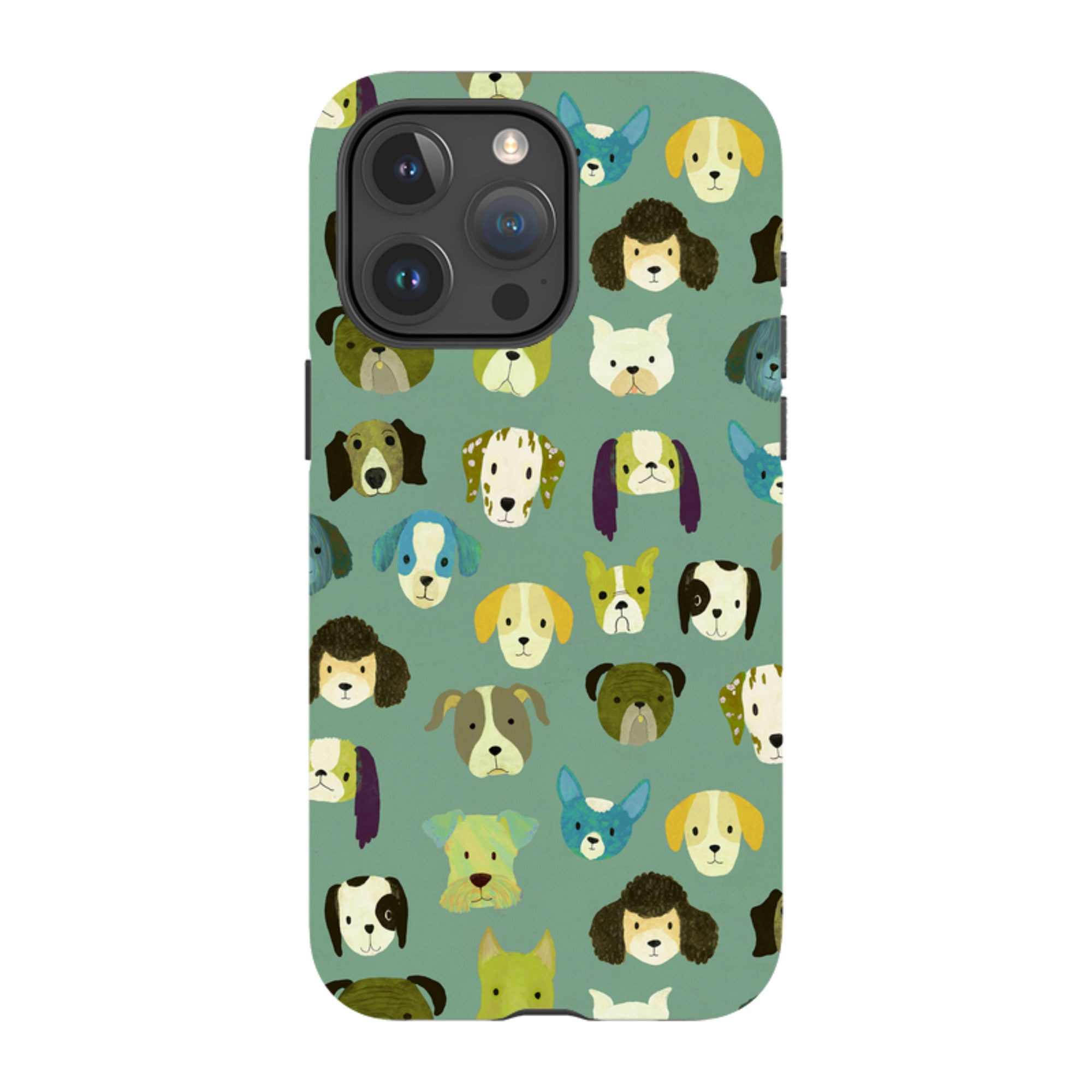 iPhone MagSafe Tough Case -  Dog Heads Green By Katherine Quinn