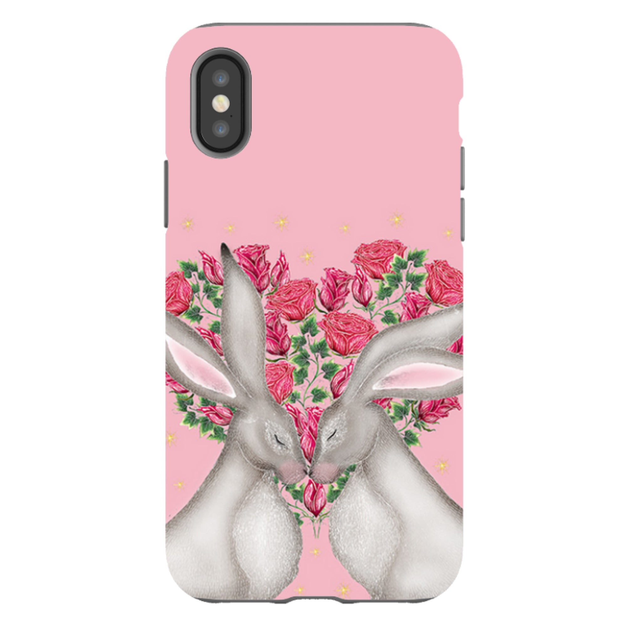 iPhone Tough Case - White Hares Rose Heart By Catherine Rowe