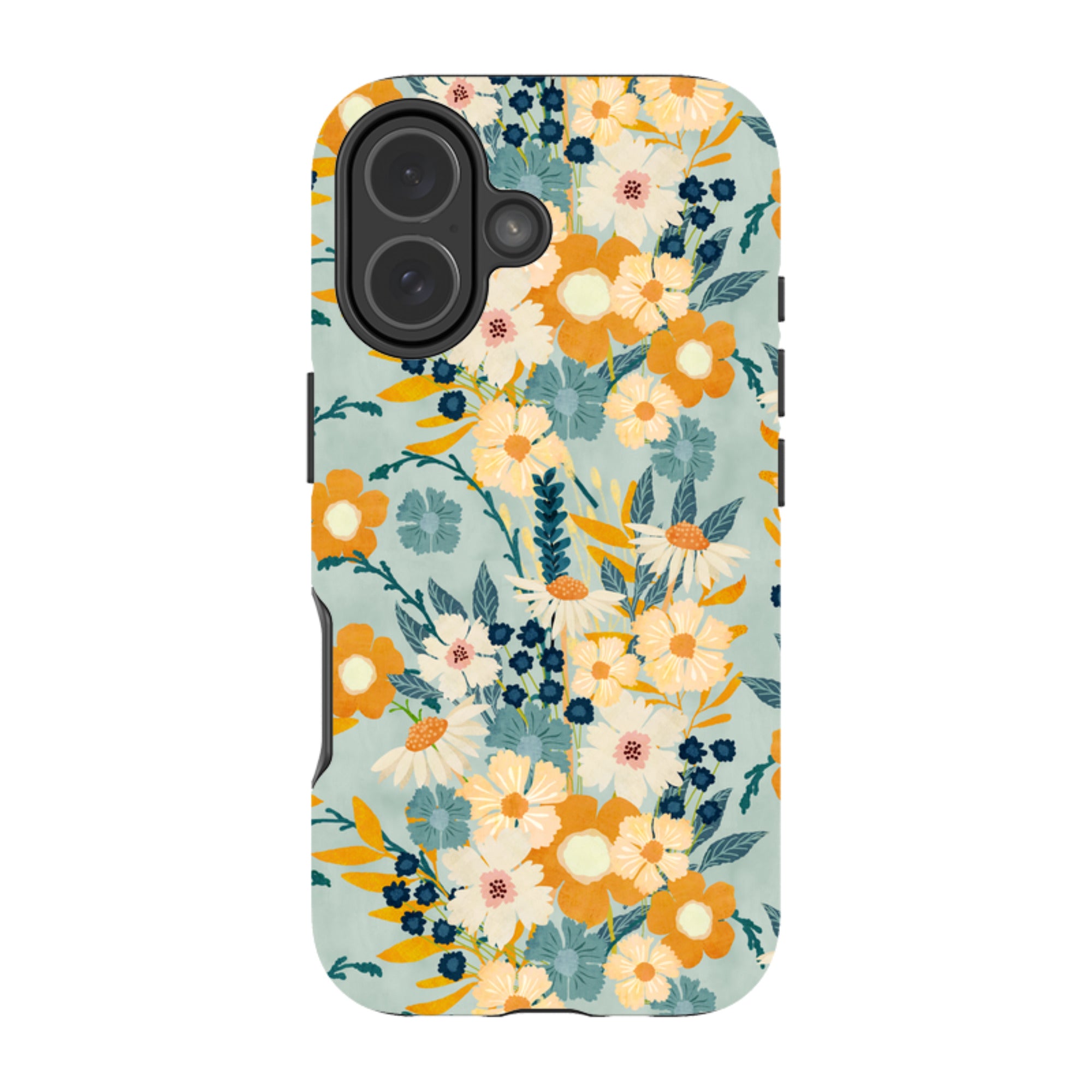 iPhone MagSafe Tough Case - Yellow And Blue Floral By Katherine Quinn