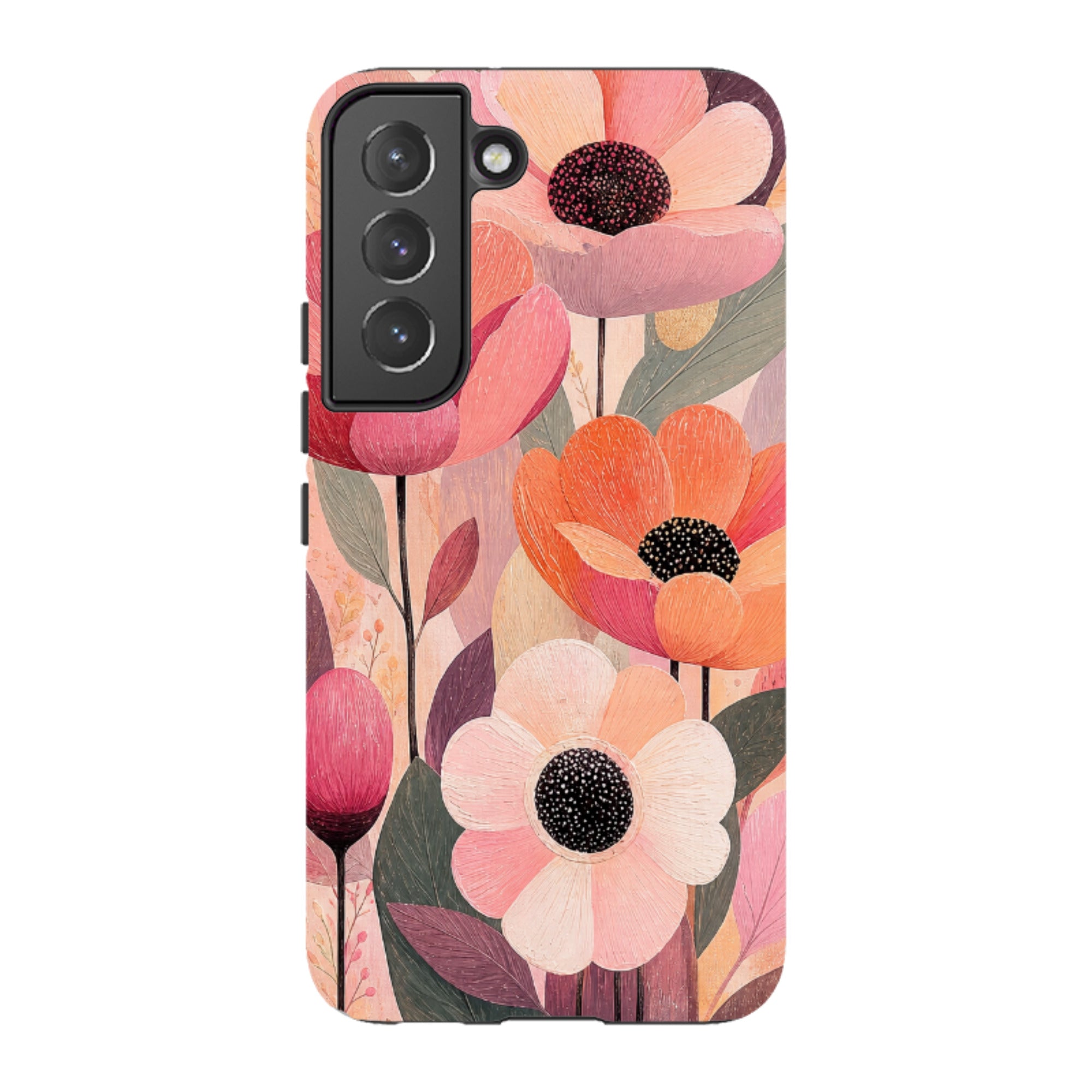 Samsung Tough Case - Peach Woodgrain Floral