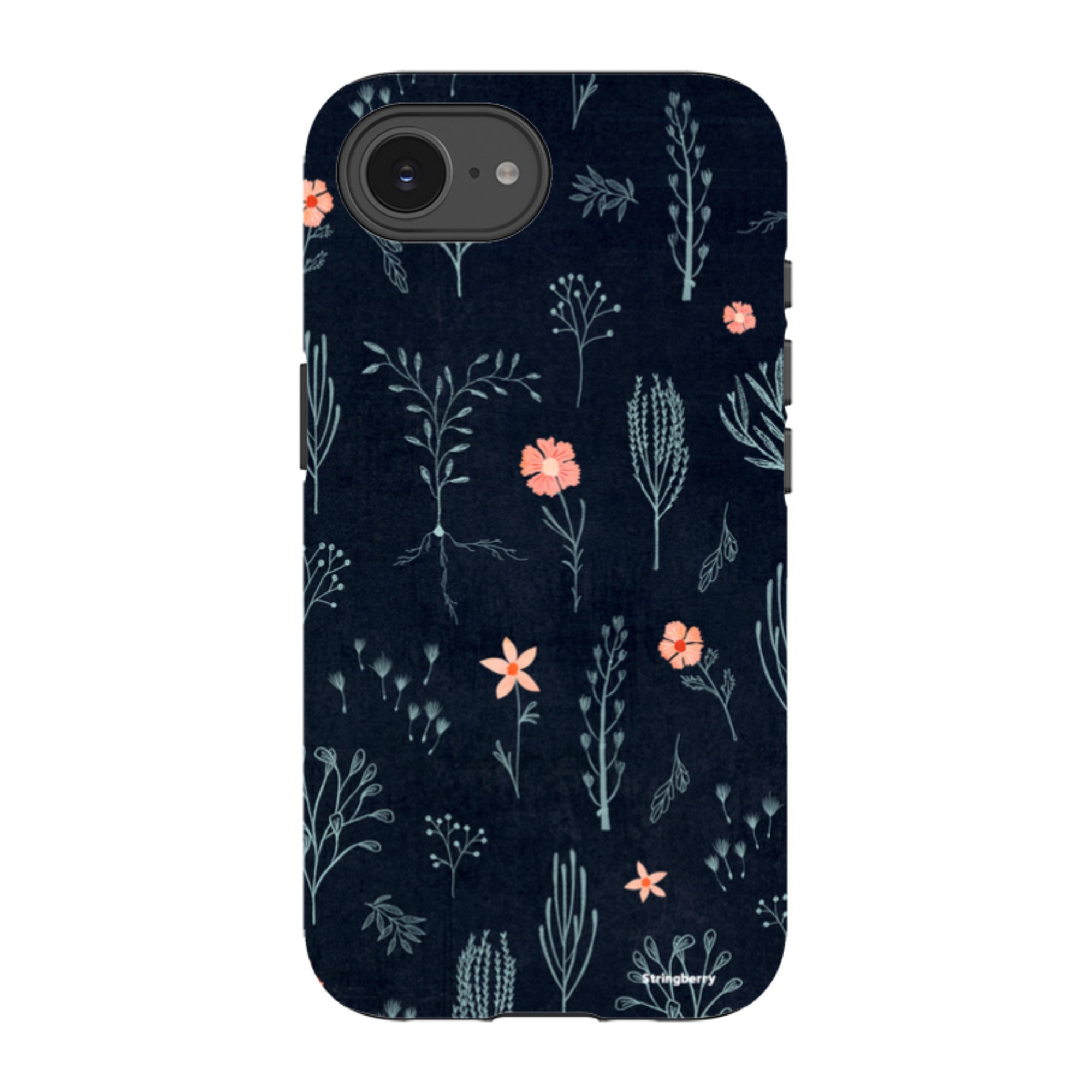 iPhone Tough Case - Floral Light Blue And Pink By Katherine Quinn