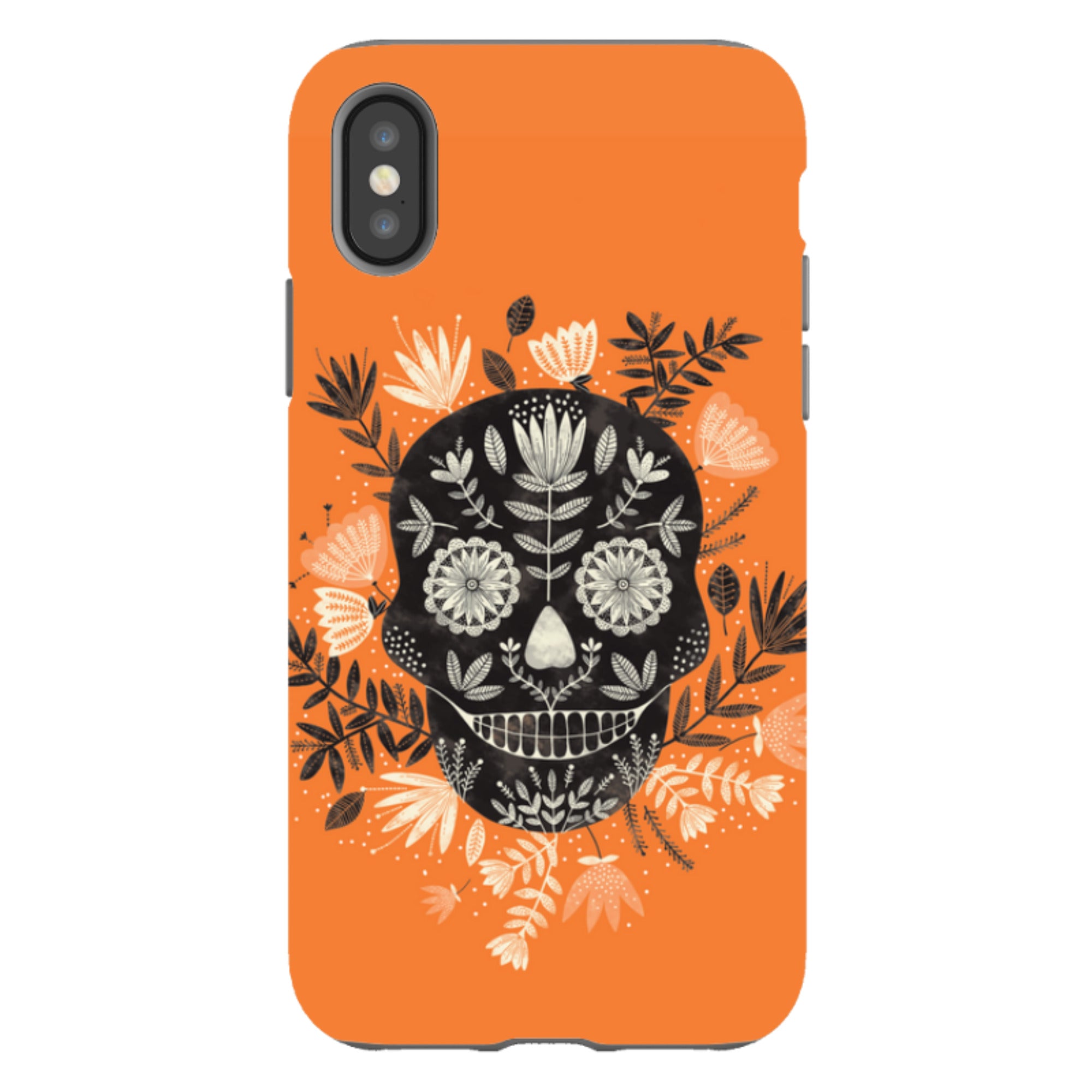 iPhone Tough Case - Sugar Skull Orange By Jade Mosinski
