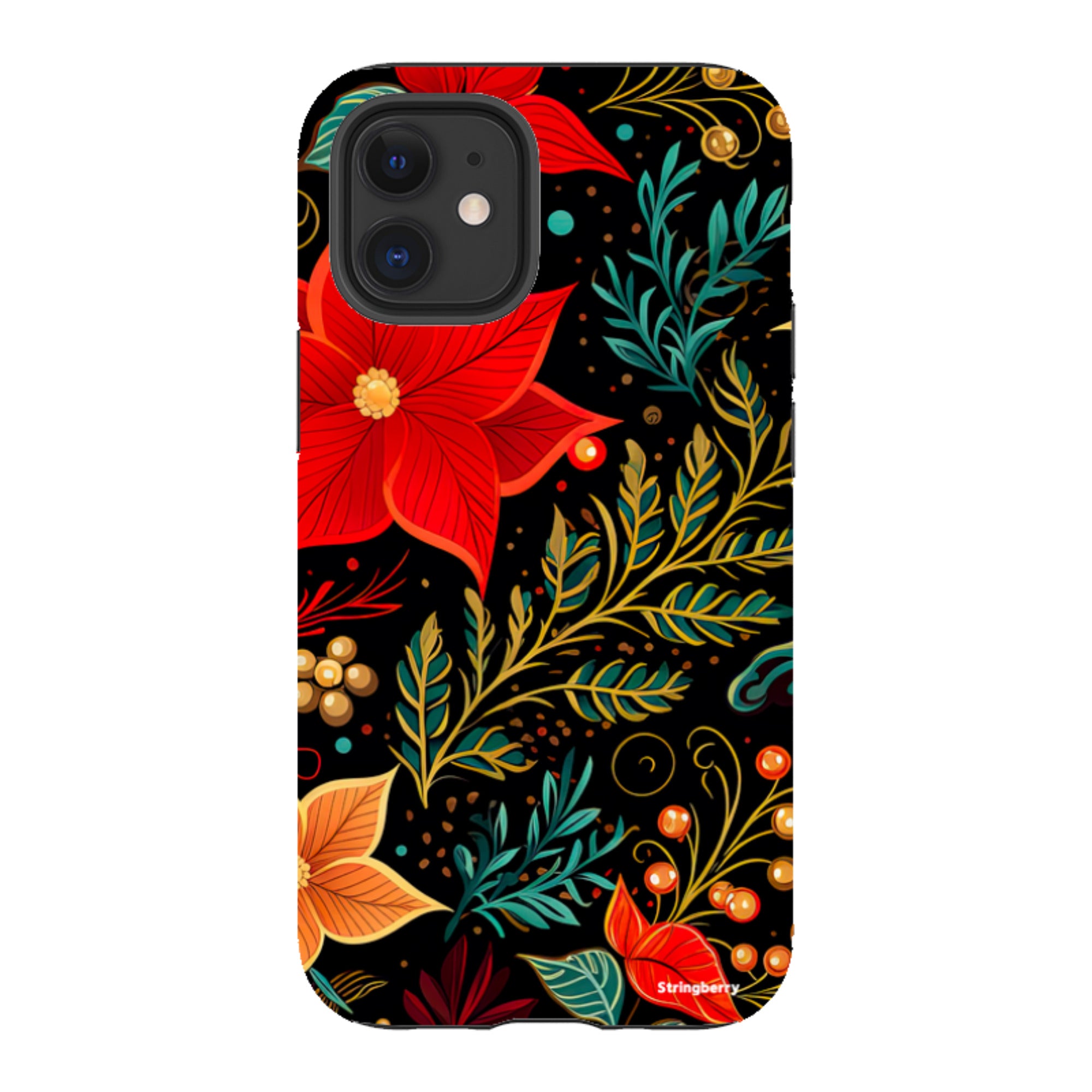 iPhone Tough Case - Red Winter Floral II