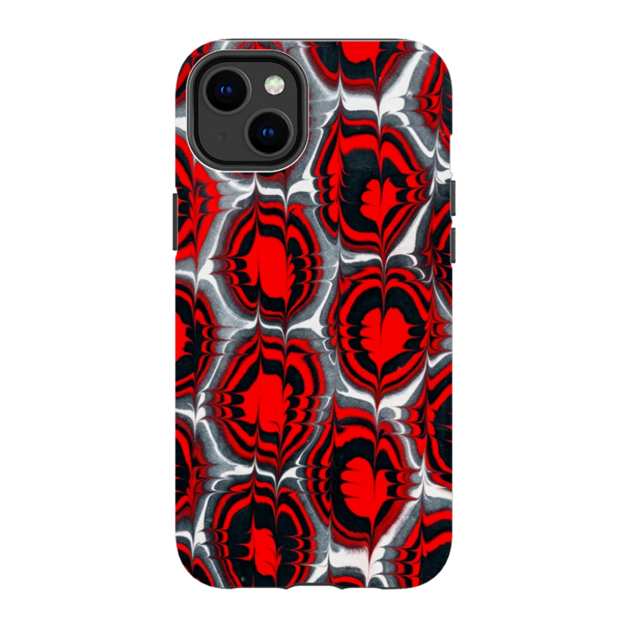iPhone Tough Case - Red & Black Marble