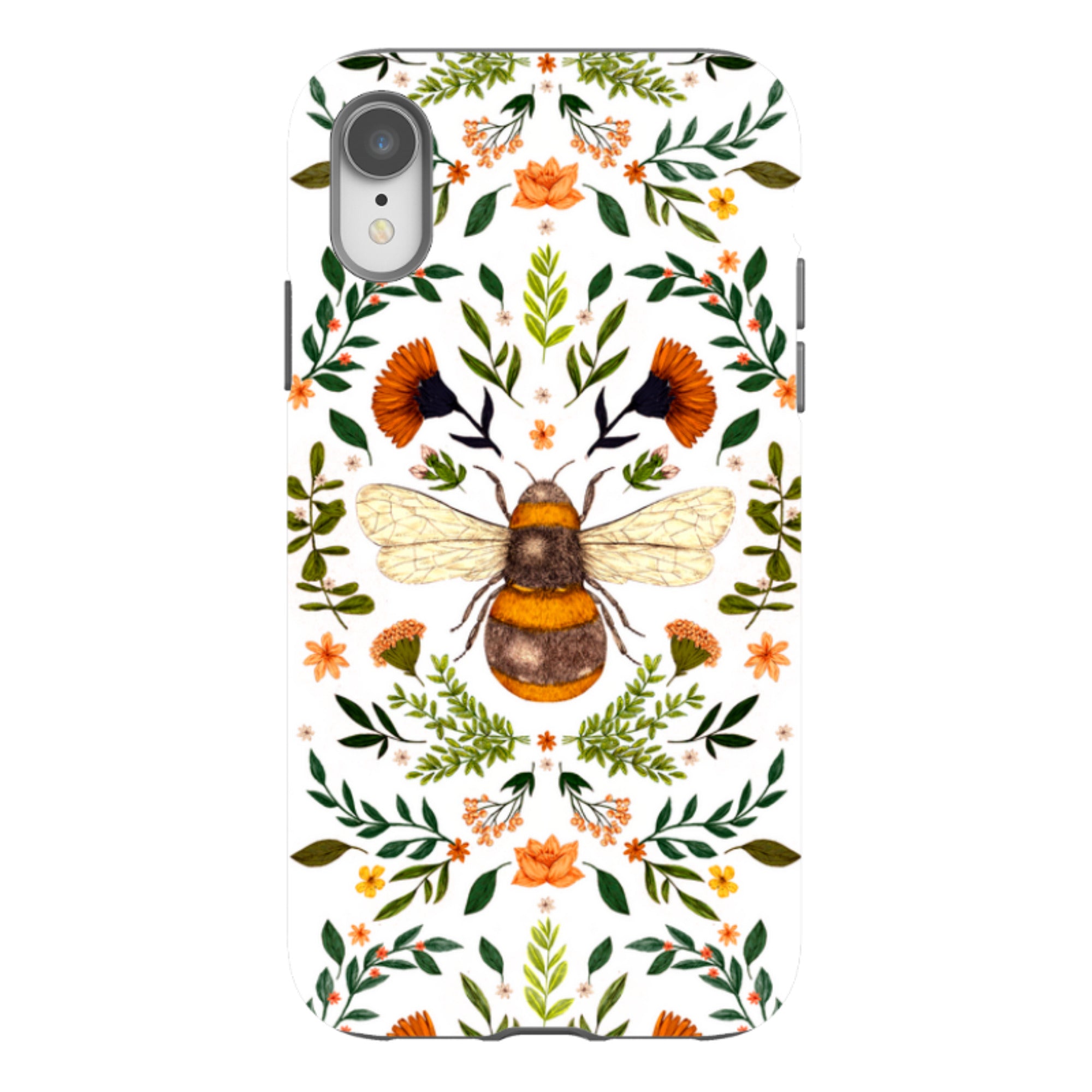 iPhone Tough Case - Botanical Bee White By Jade Mosinski