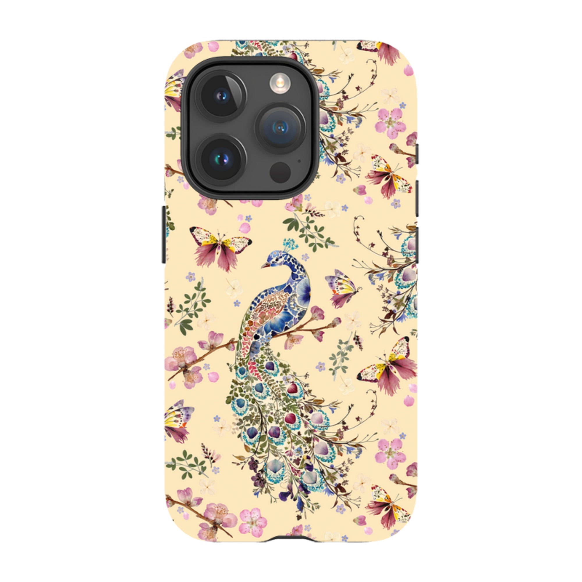 iPhone Tough Case - Peacock and Cherry Blossoms Lilly By Helen Ahpornsiri