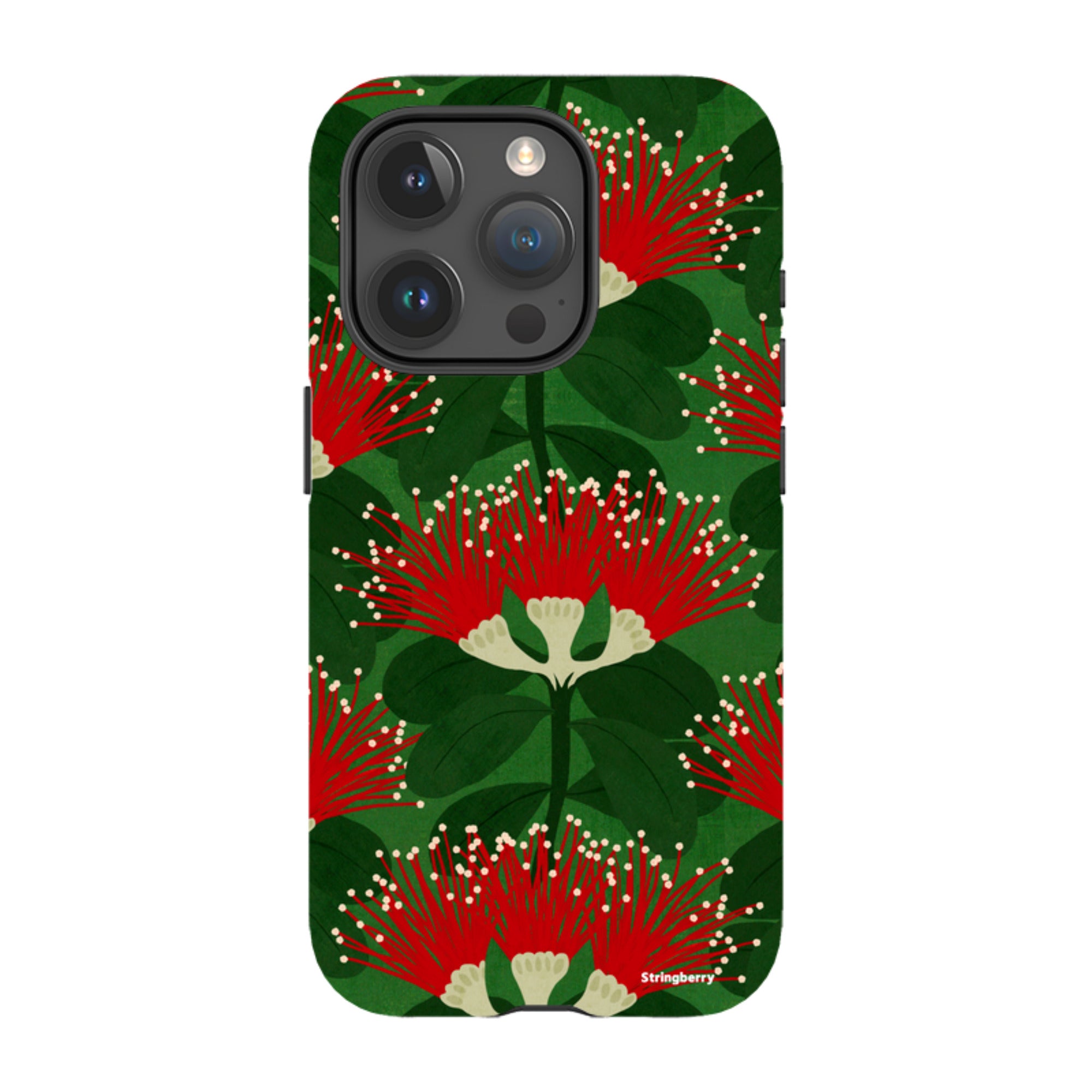 iPhone MagSafe Tough Case - Pohutukawa Green and Red By Katherine Quinn