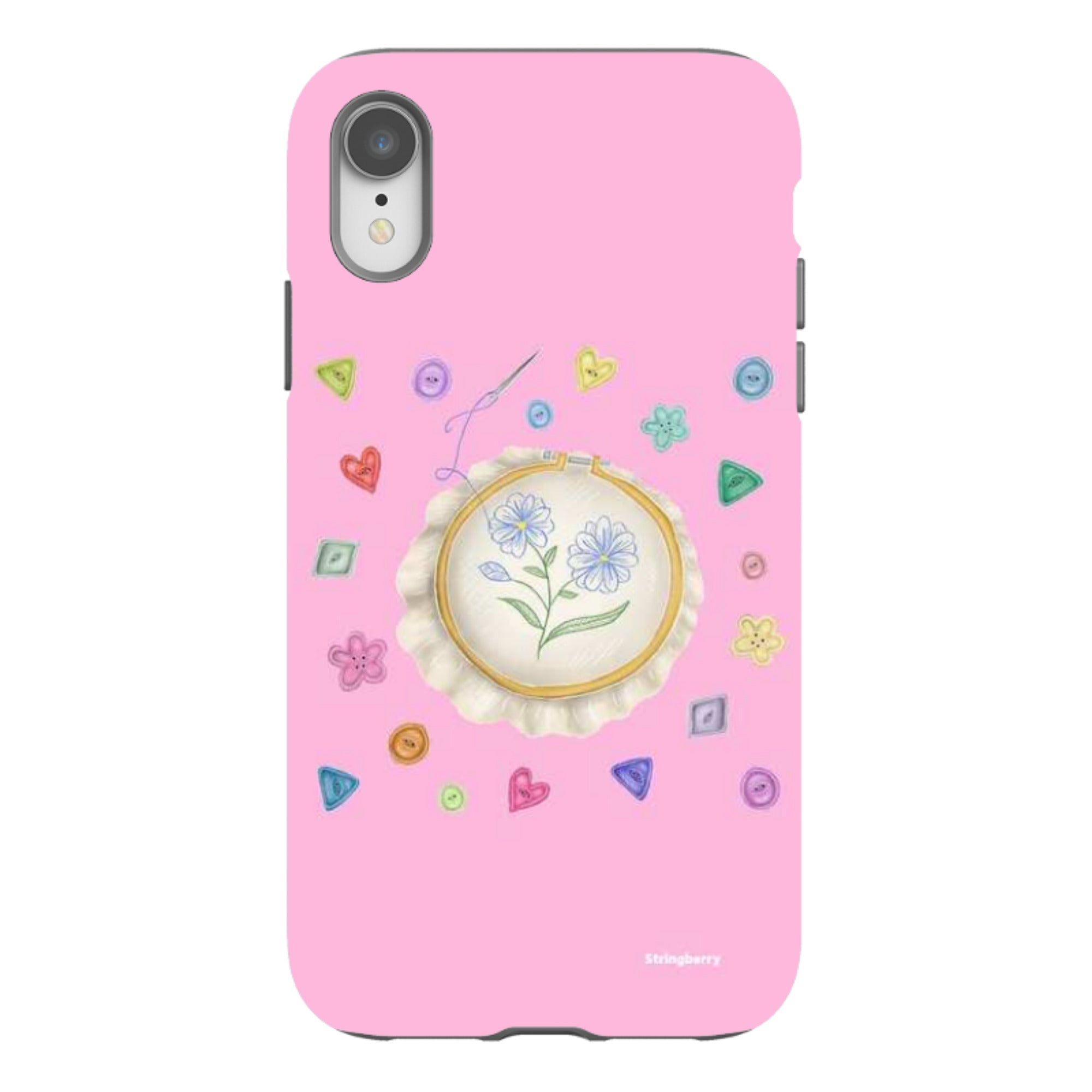 iPhone Tough Case - Flower Buttons Needlework By Catherine Rowe