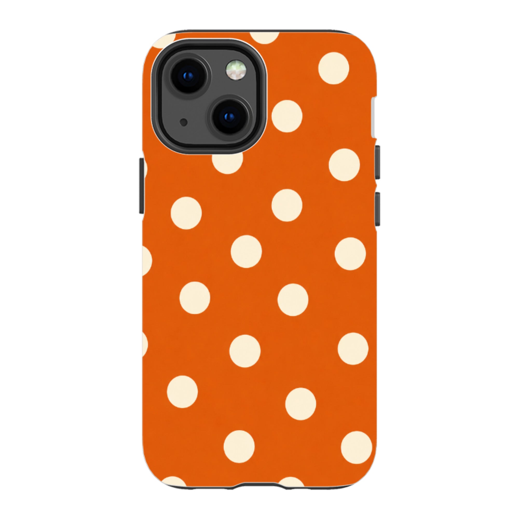 iPhone Tough Case - Orange & Cream Polka Dot