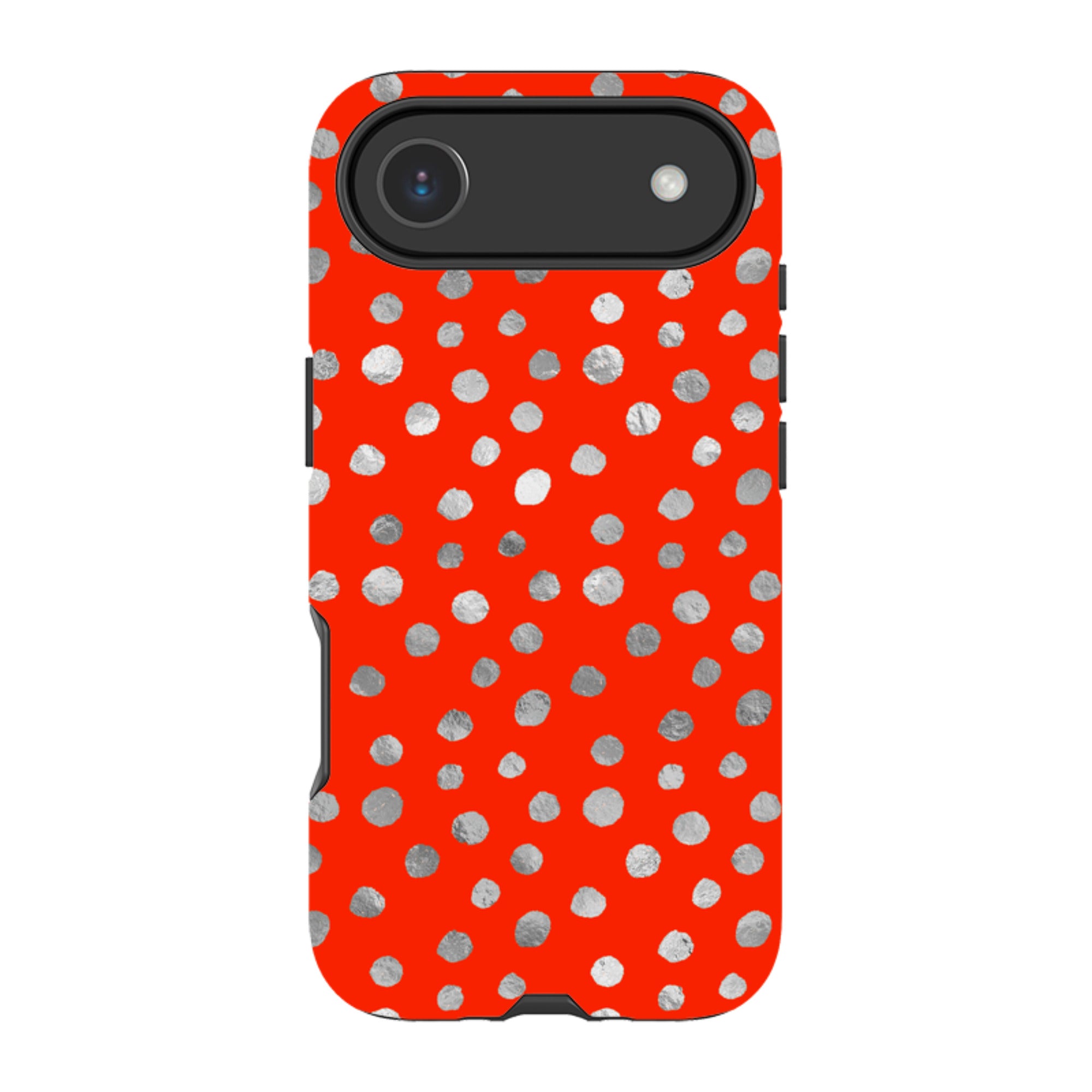 iPhone Tough Case - Red and Silver Dots