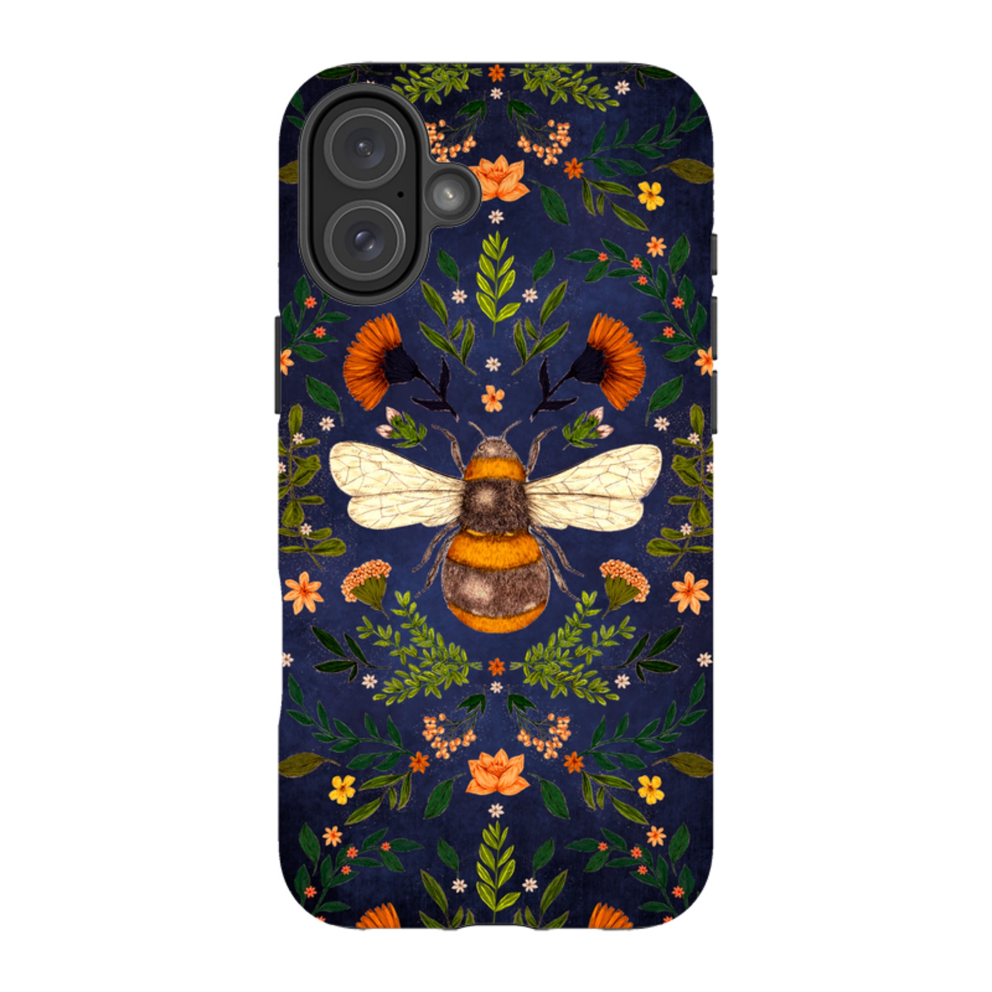iPhone MagSafe Tough Case -  Botanical Bee Blue By Jade Mosinski