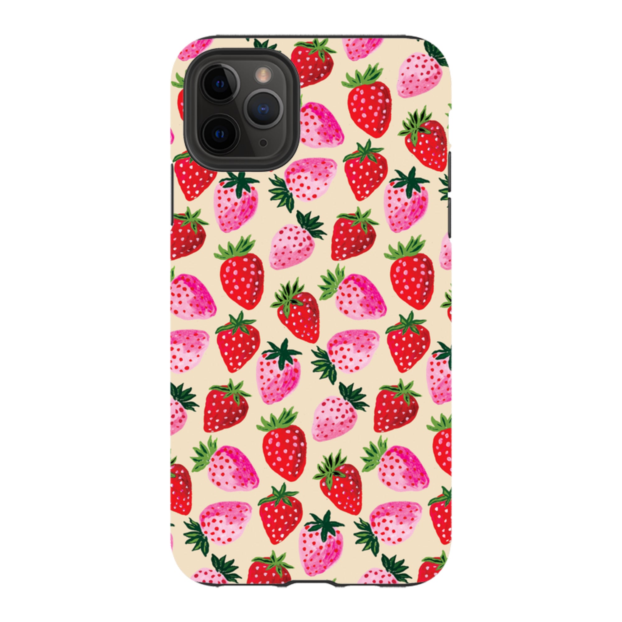 iPhone Tough Case - Strawberry Scatter Cream By Emma Frances Grant