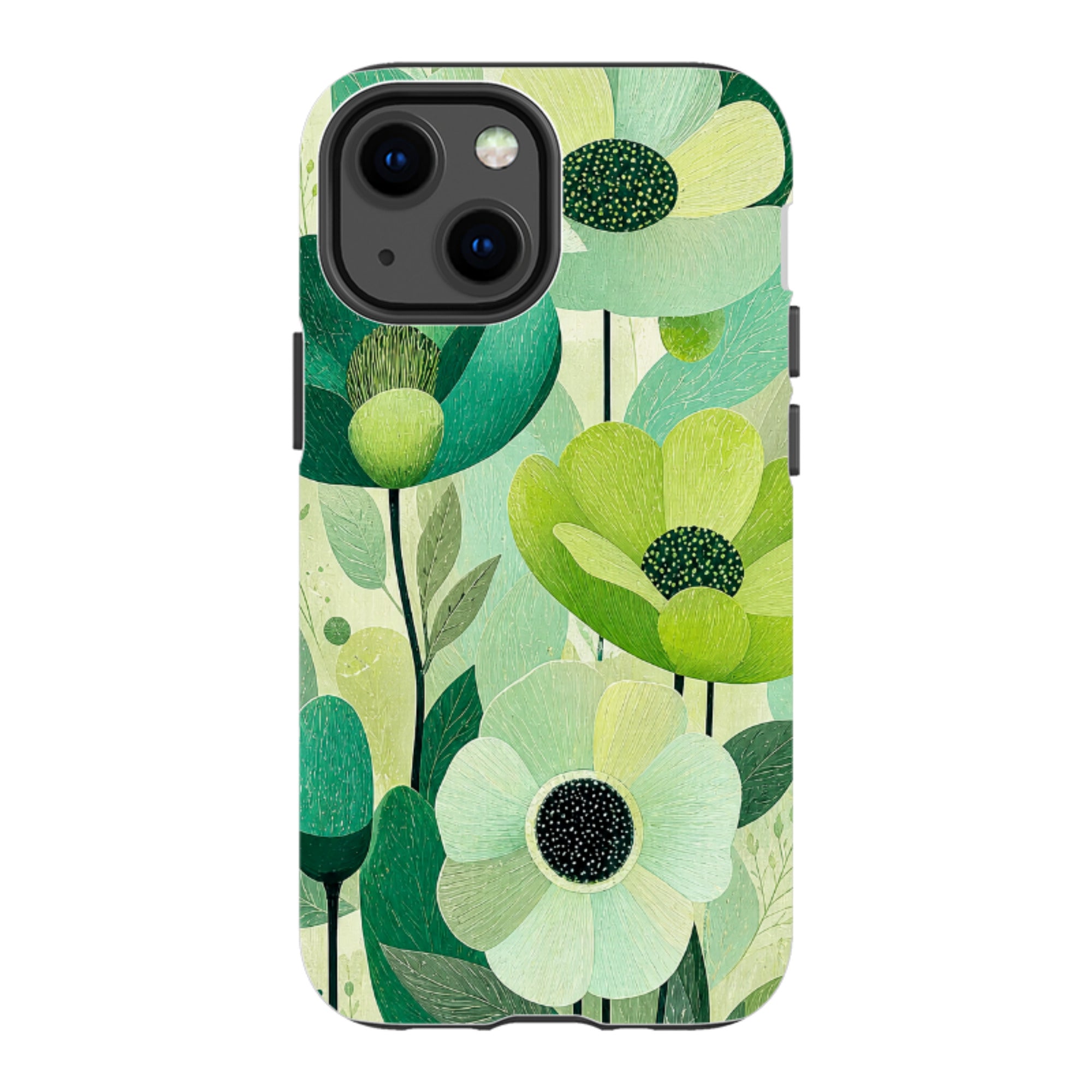iPhone Tough Case - Mint Woodgrain Floral