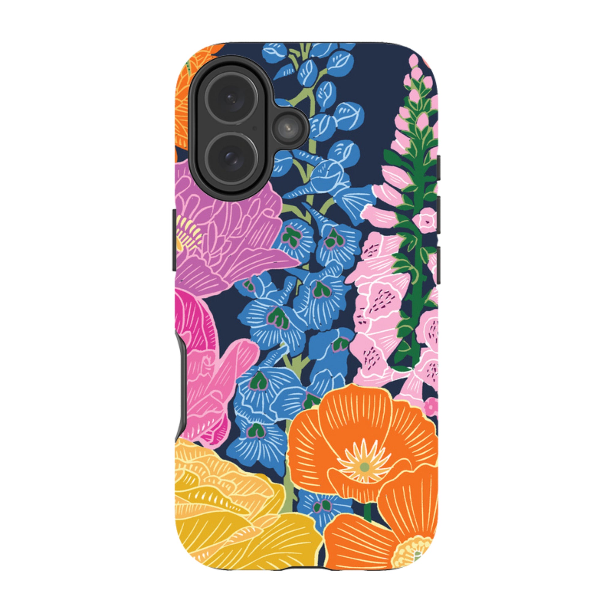 iPhone Tough Case - Flower Garden Navy By kate Heiss