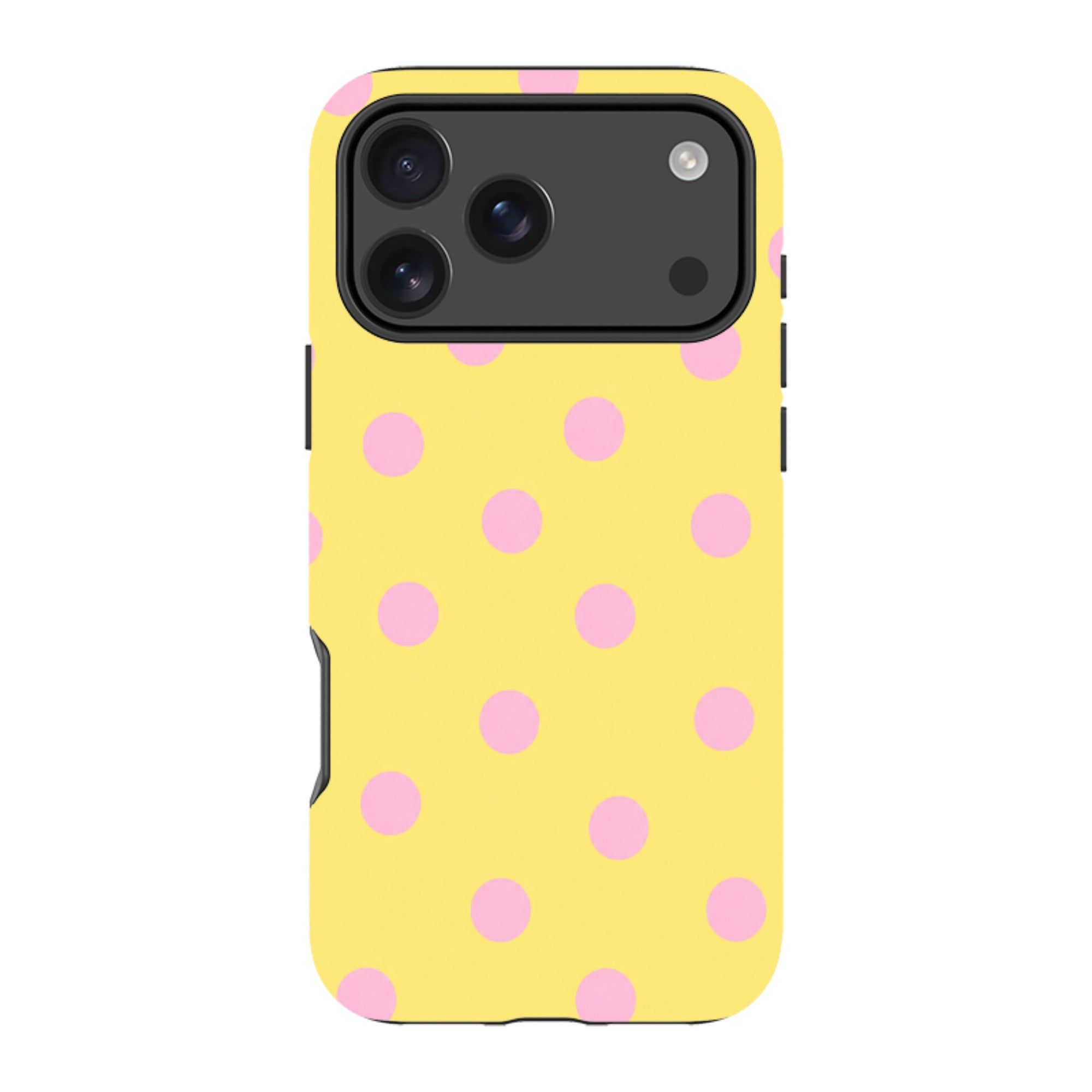 iPhone Tough Case - Yellow & Pink Polka Dot