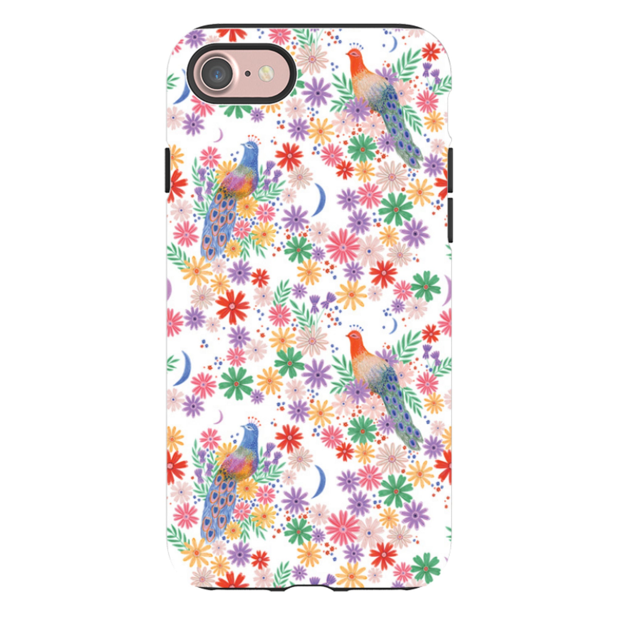 iPhone Tough Case - Peacock Pattern White By Lee Foster Wilson