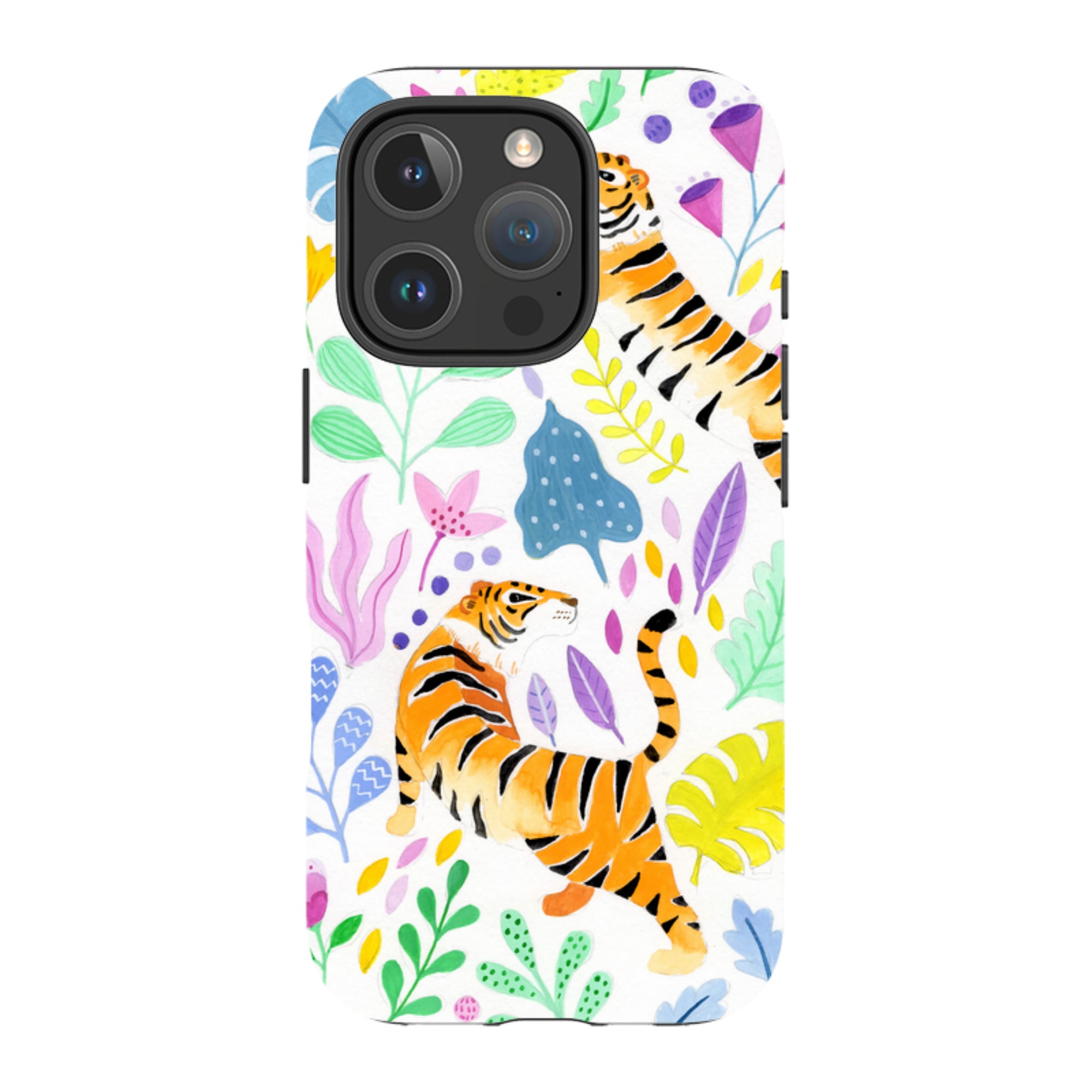 iPhone Tough Case - Tigers And Flowers By Bex Parkin