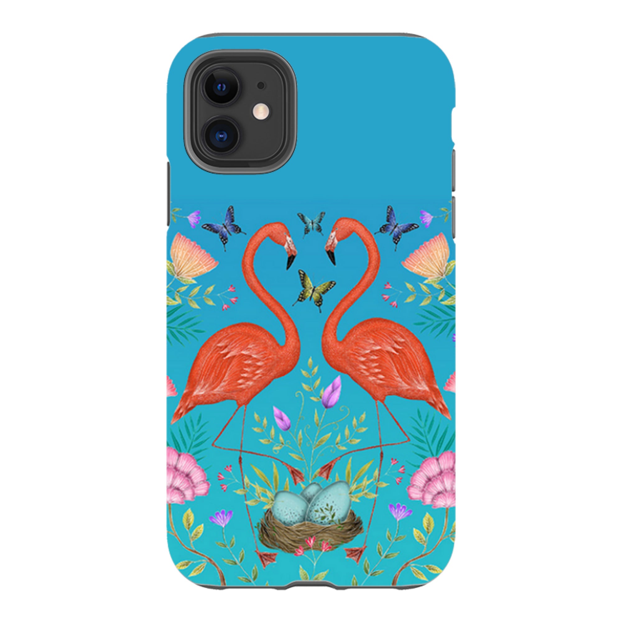 iPhone Tough Case - Flamingos And Flowers By Catherine Rowe