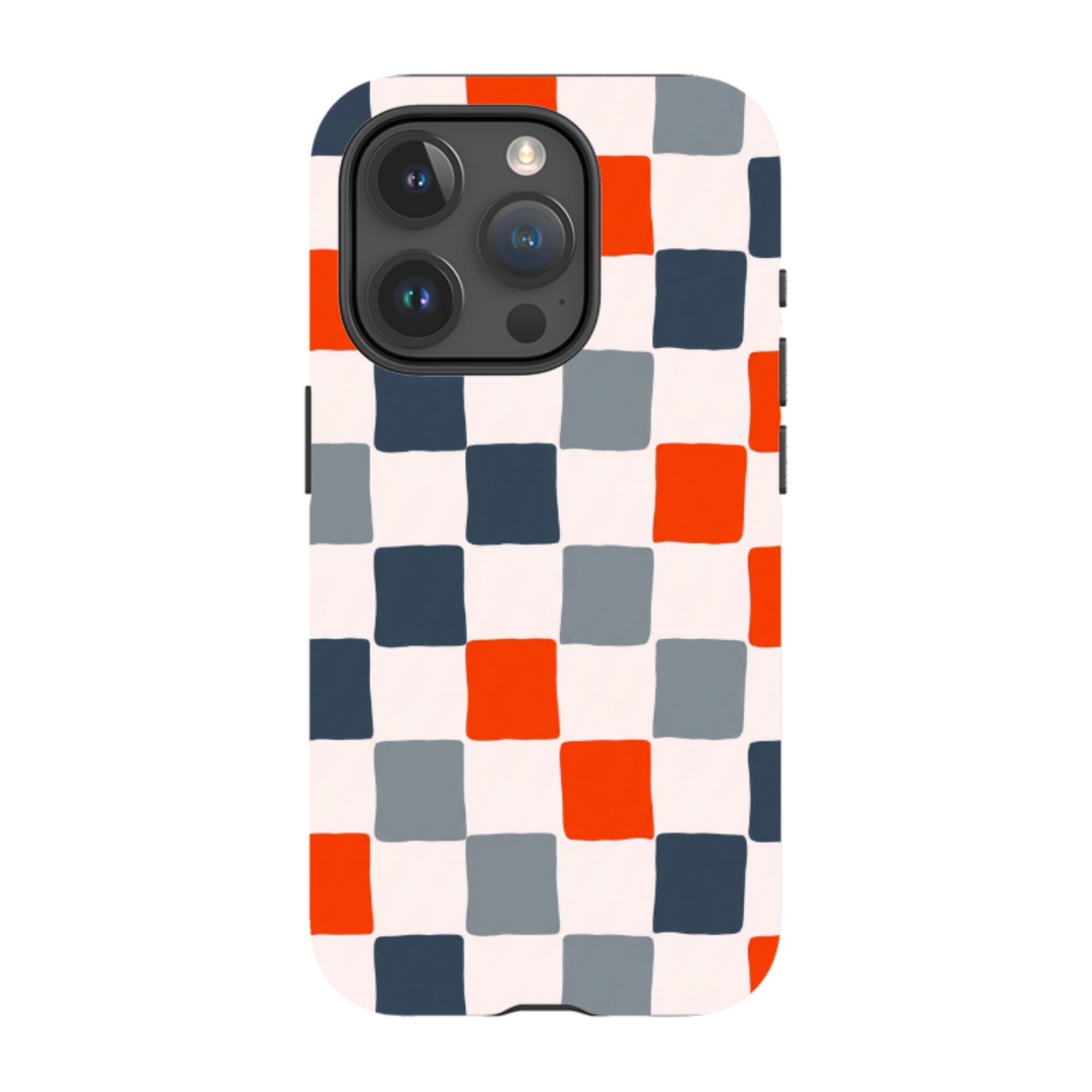 iPhone MagSafe Tough Case - Orange & Navy Checkerboard