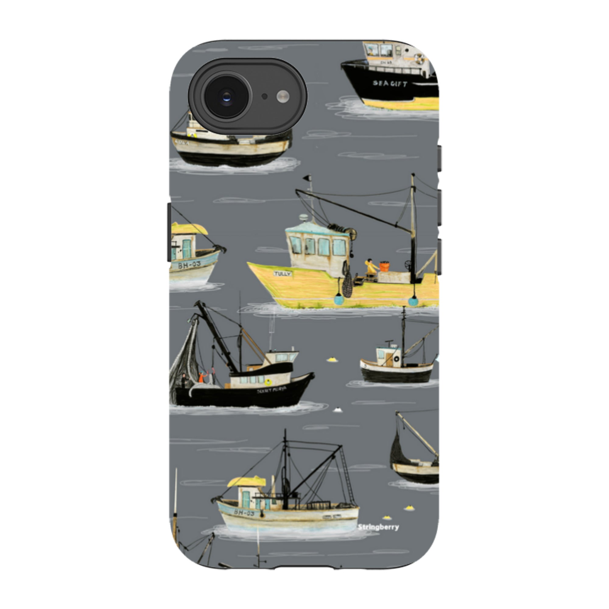iPhone Tough Case - Fishing Boats Grey By Katherine Quinn
