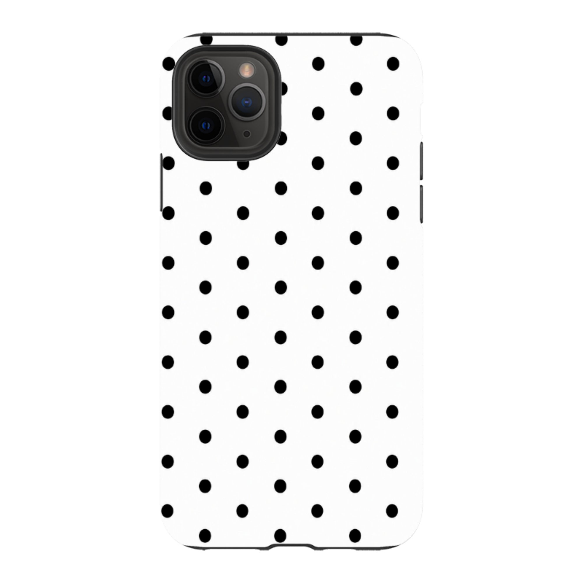 iPhone Tough Case - White & Black Polka Dot