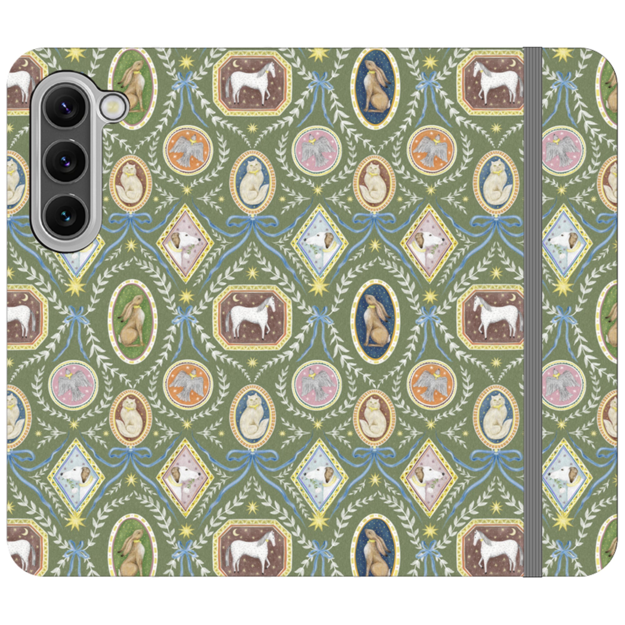 Charleston Moss Green Wallet Case By Catherine Rowe
