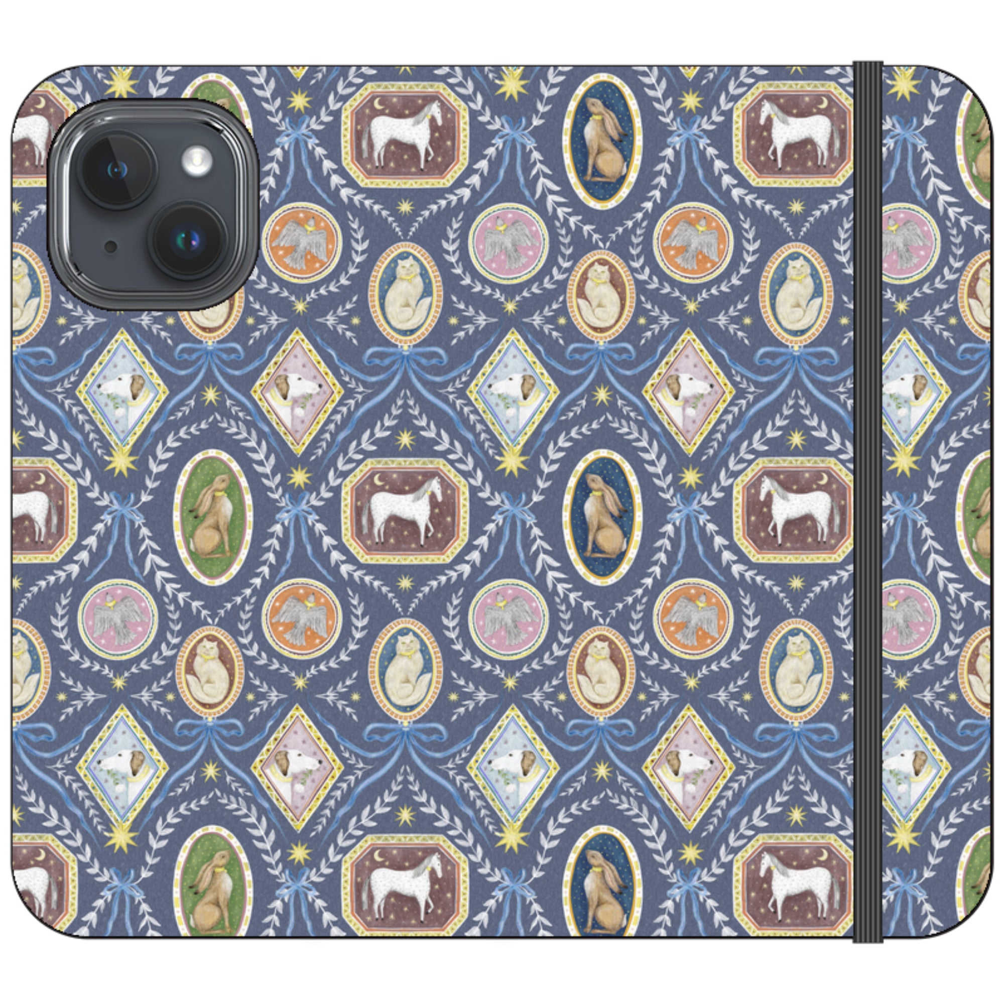 Charleston Dusk Blue Wallet Case By Catherine Rowe