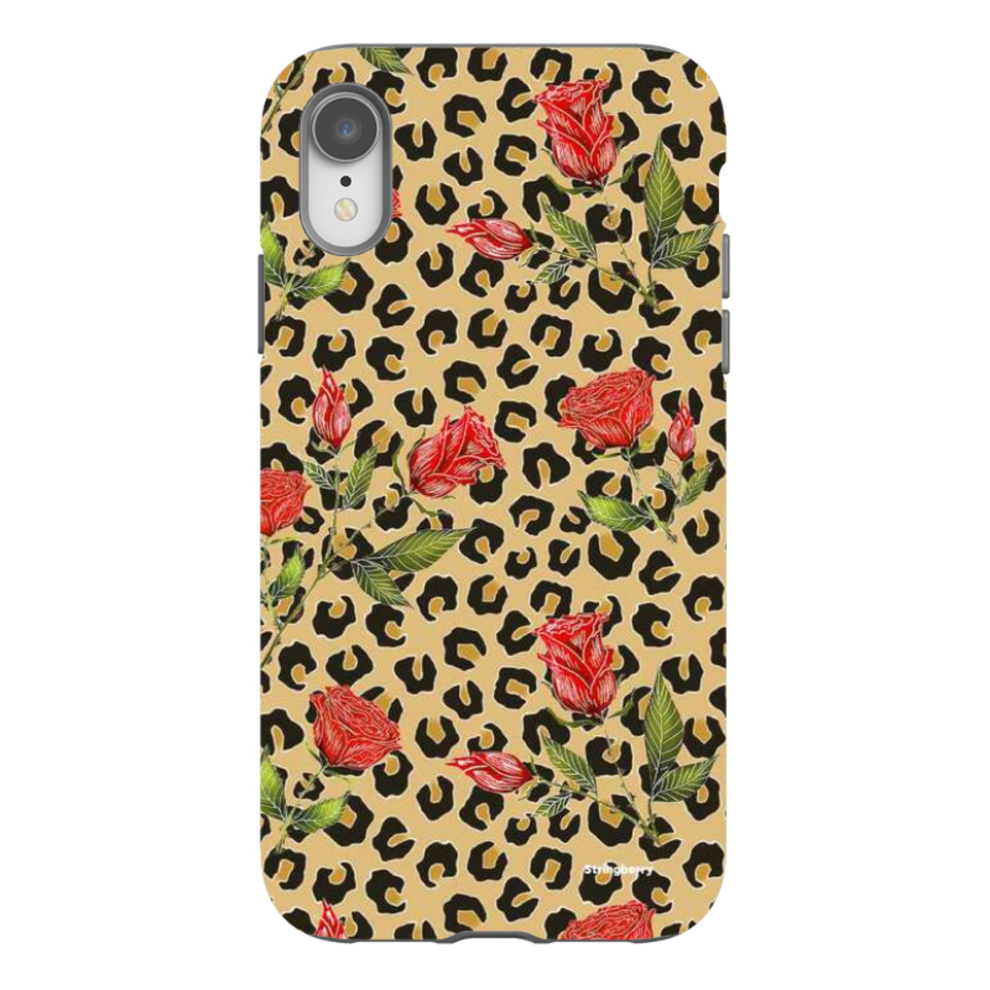 iPhone Tough Case - Leopard Print Rose Pattern By Catherine Rowe