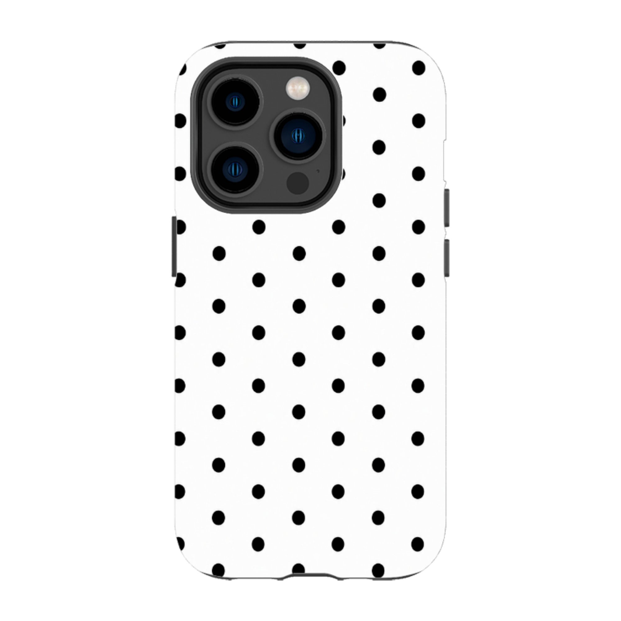 iPhone Tough Case - White & Black Polka Dot