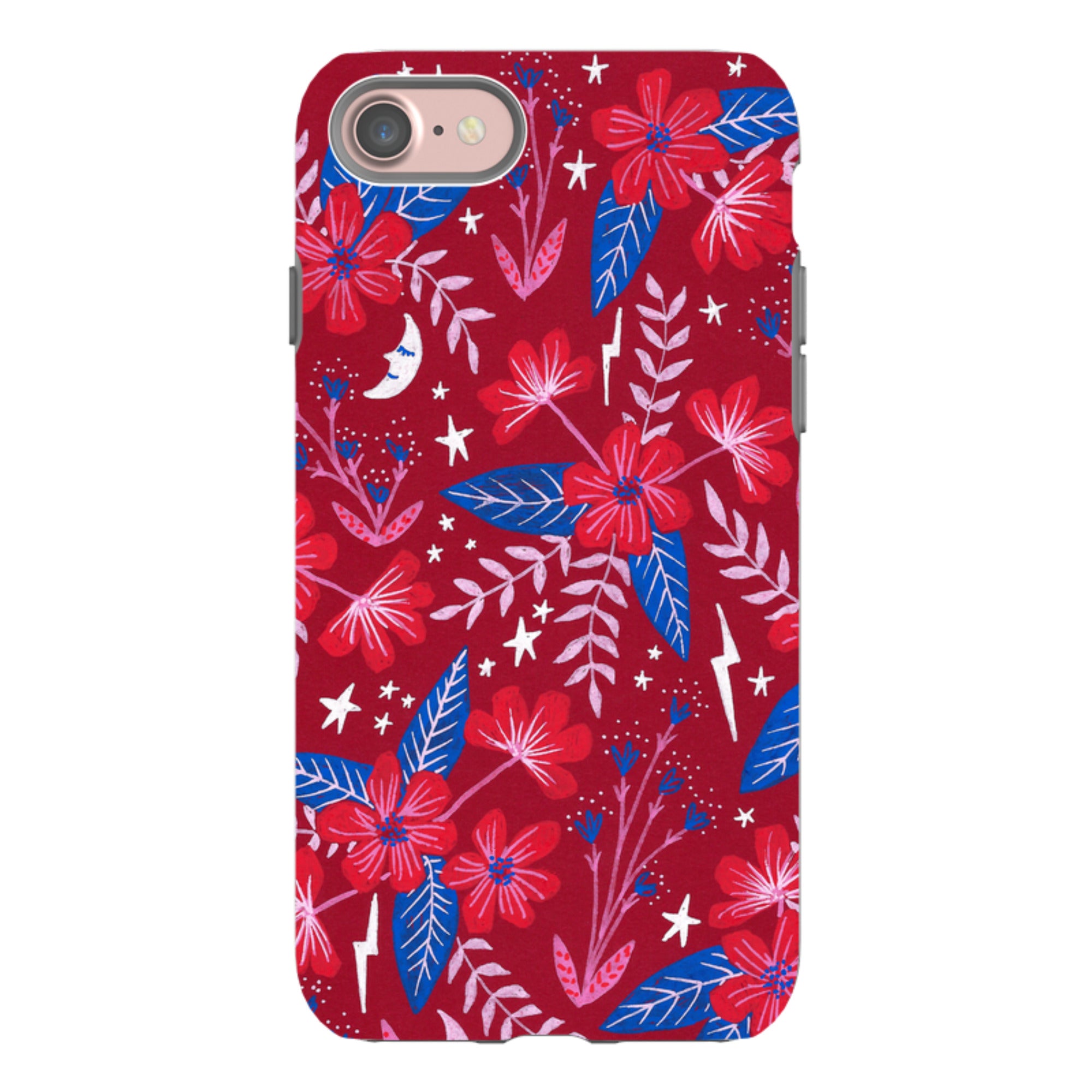 iPhone Tough Case - Red Moon Garden By Lee Foster Wilson