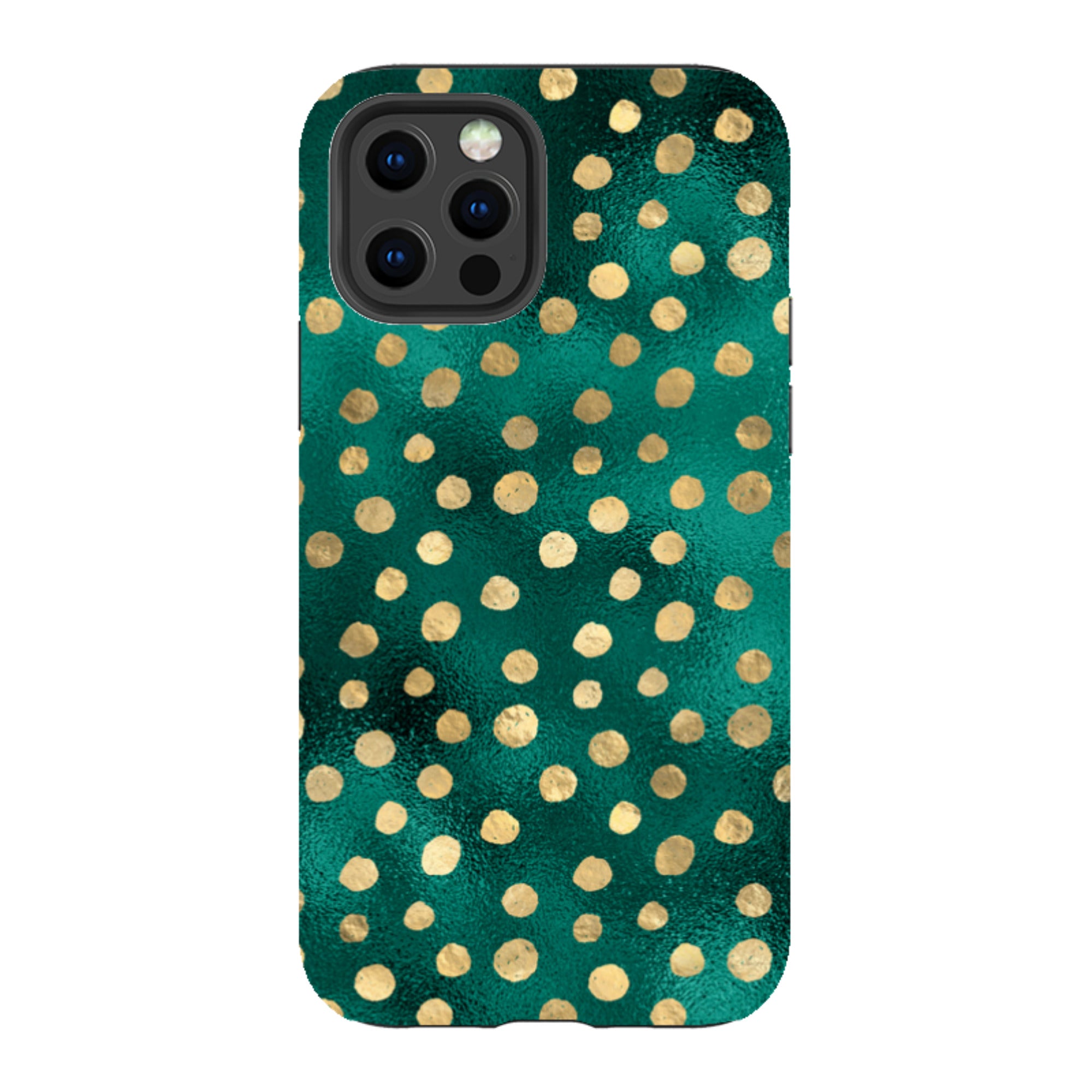 iPhone Tough Case - Forest and Gold Dots
